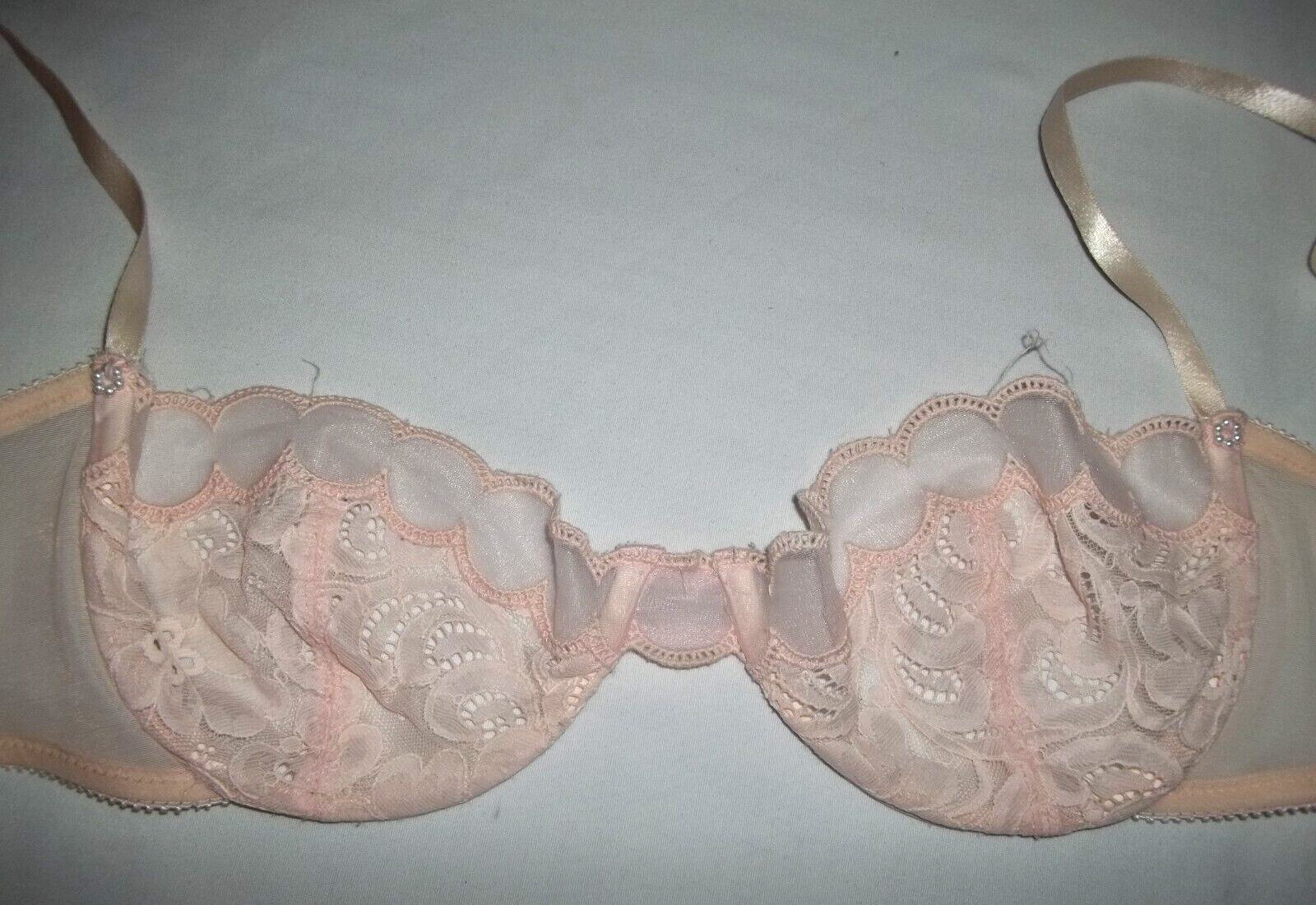 Vintage Rare Christian Dior Intimates 4758 Pink Lace Bra sz 36C Made in USA