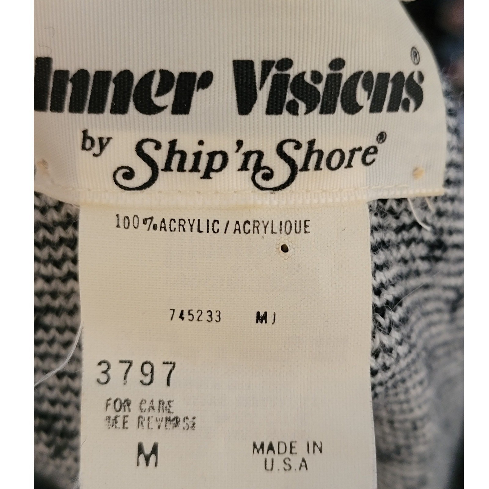Vintage Inner Visions Ship n Shore Black White Patterned Sweater Vest Womens M