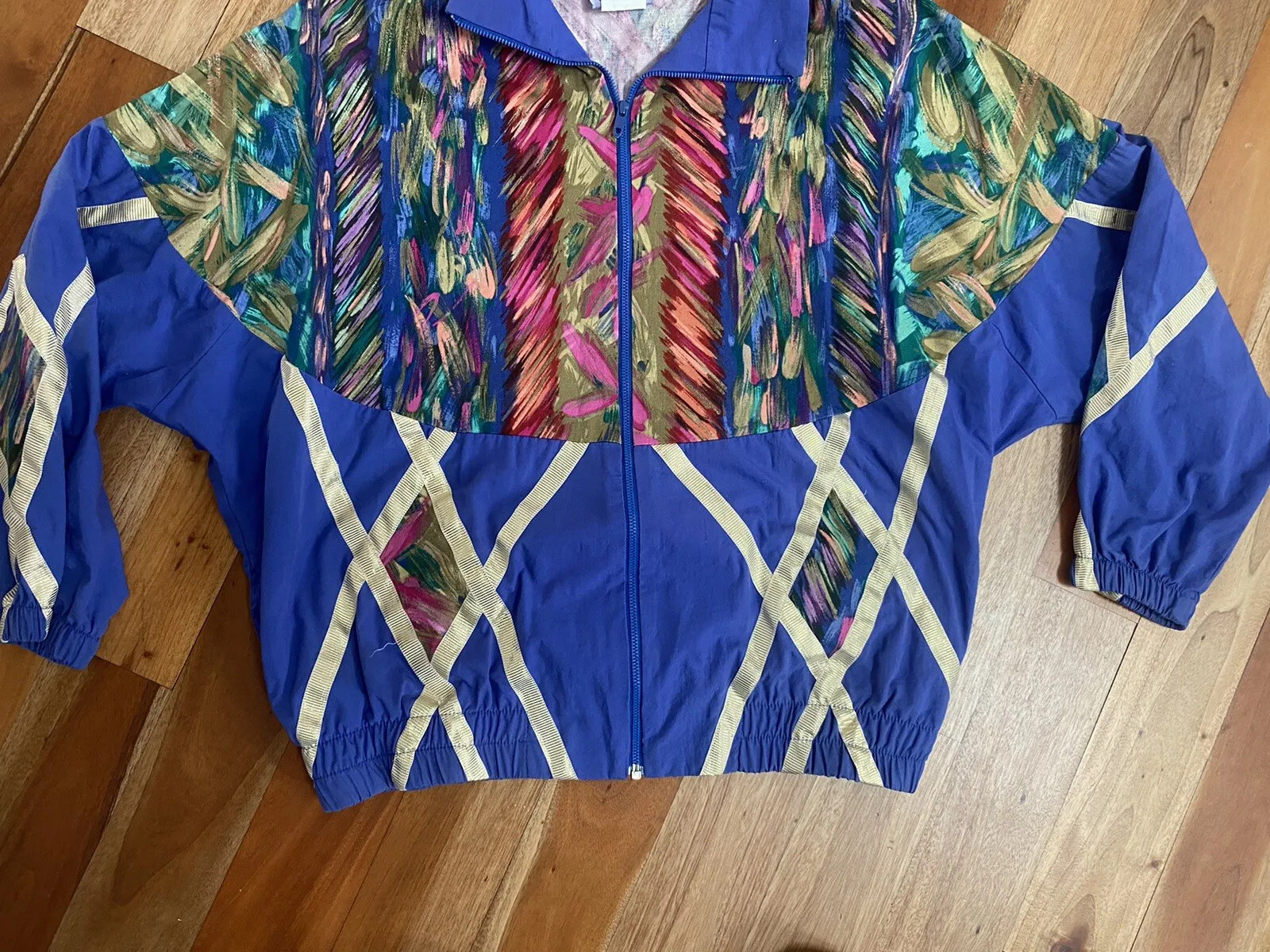 VINTAGE 80s 90s SOUTHERN STITCHES AND MORE TRACK JACKET SAVED BY BELL USA MADE