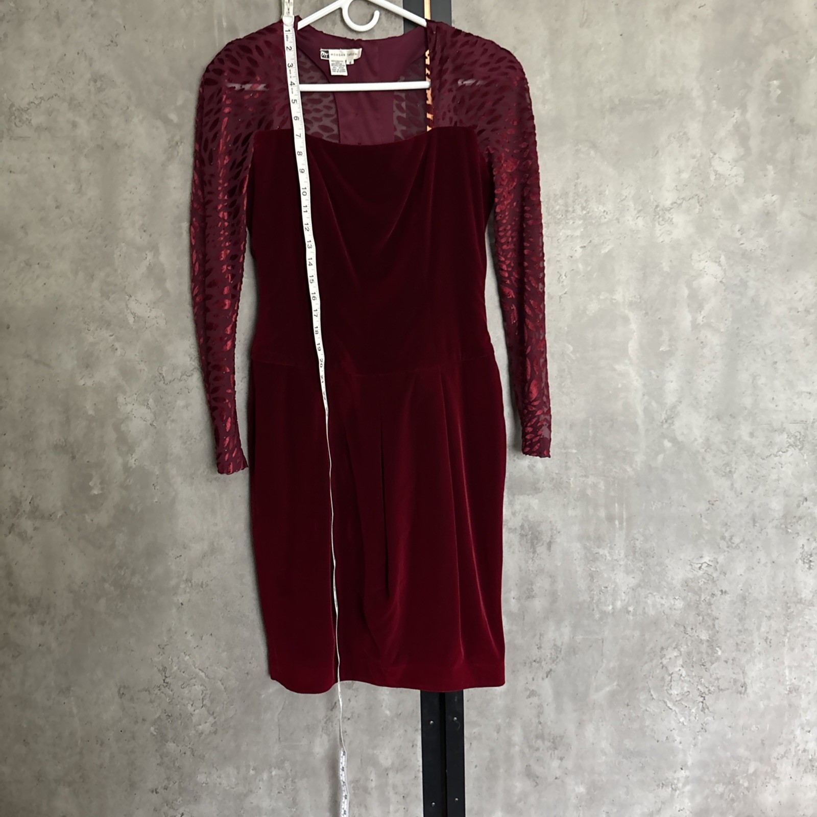 Vintage Morgan Taylor Red Velvet Beaded Evening Cocktail Dress Sz 8
