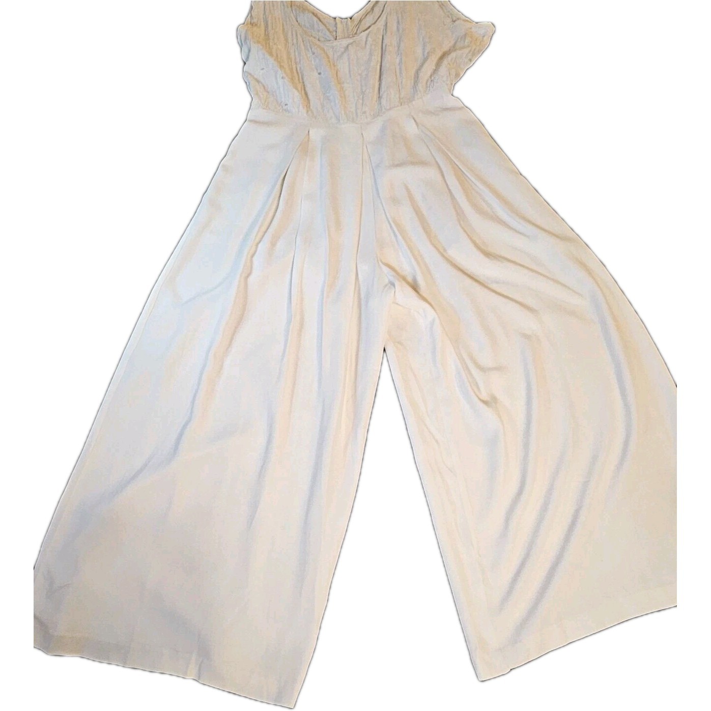 Vintage Jeffery& Dara Petite By Linda Hutley SZ 8 White Wedding Palazzo Jumpsuit