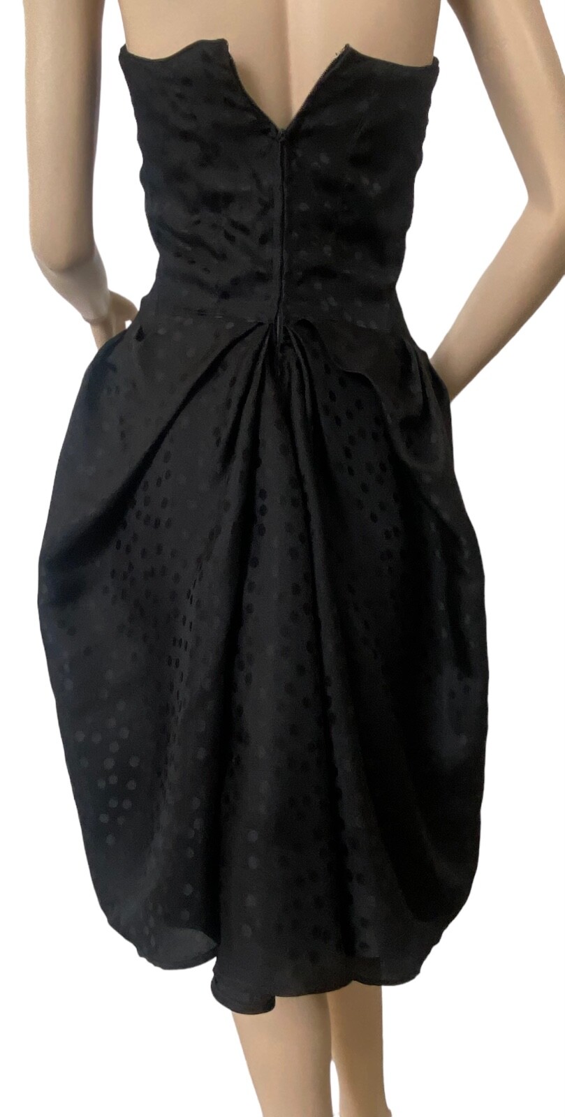 Vintage CAROLINA HERRERA Black 80s 90s Strapless Cocktail Dress Small Top Video