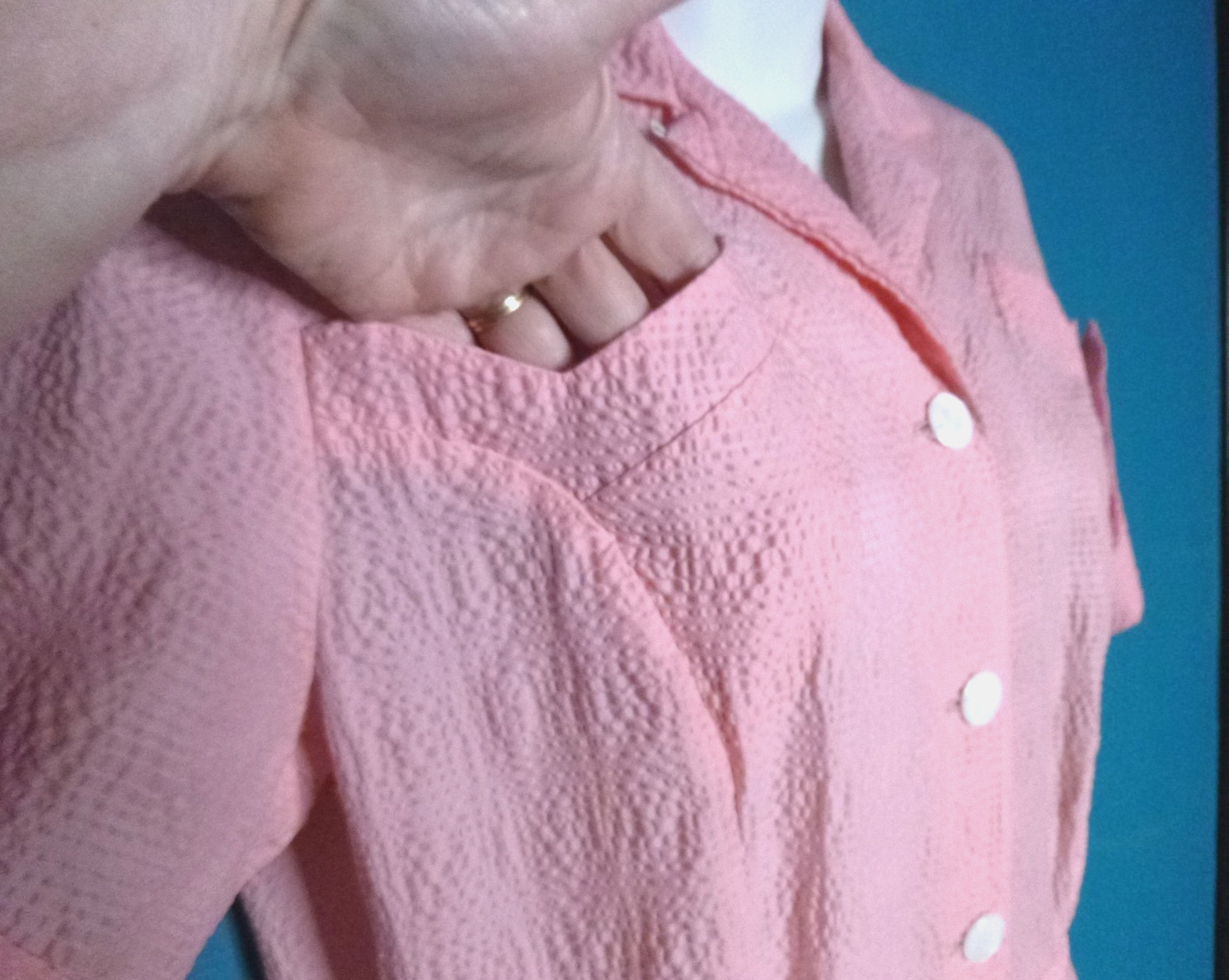 Vtg 40s 50s Robbin Dale Pink Textured Waitress Uniform Dress VOLUP Sz XL/XXL