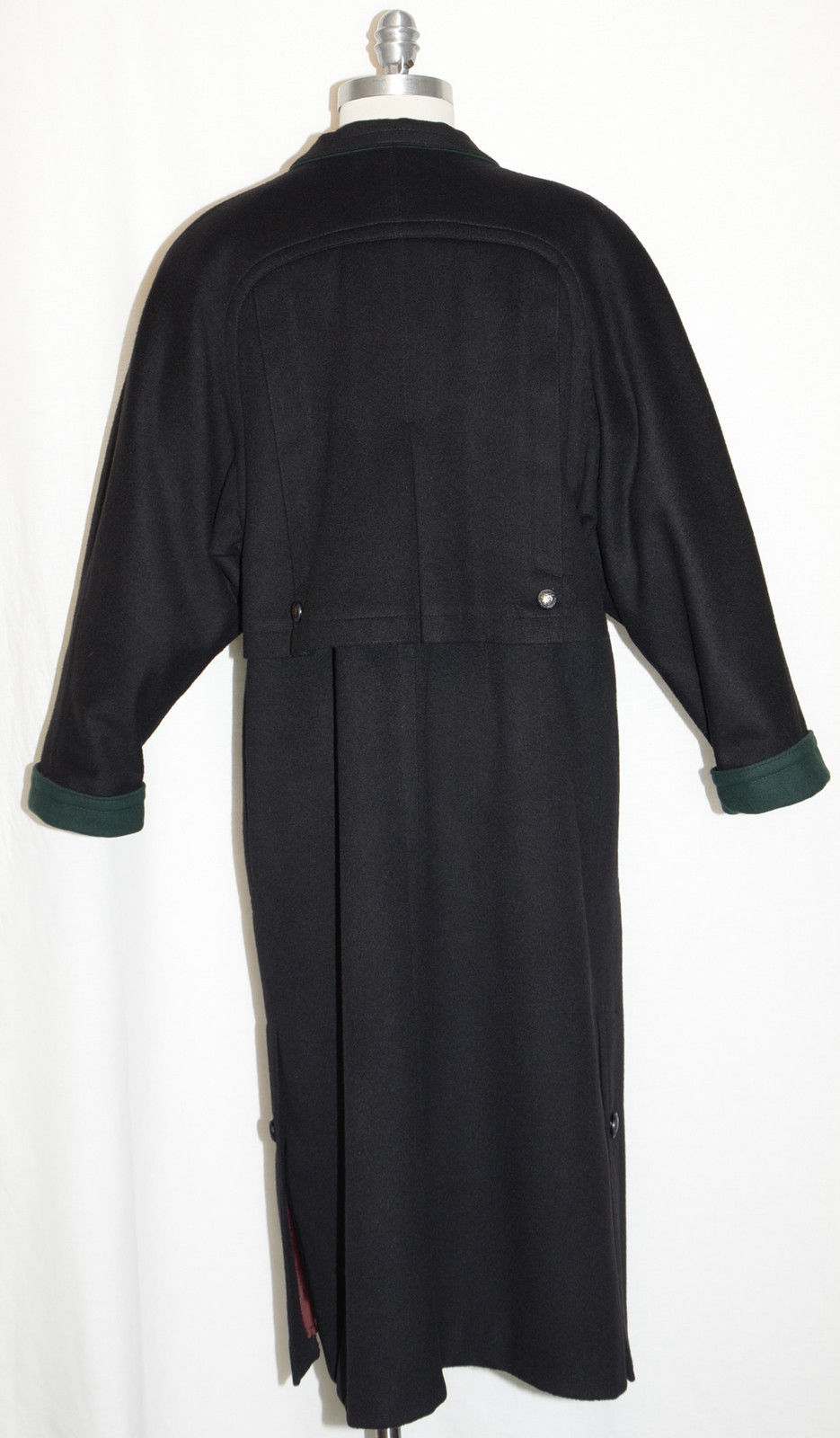 BOILED WOOL Austria OVER COAT Winter WARM EXTRA LONG Trench Dress BLACK B44 14 L