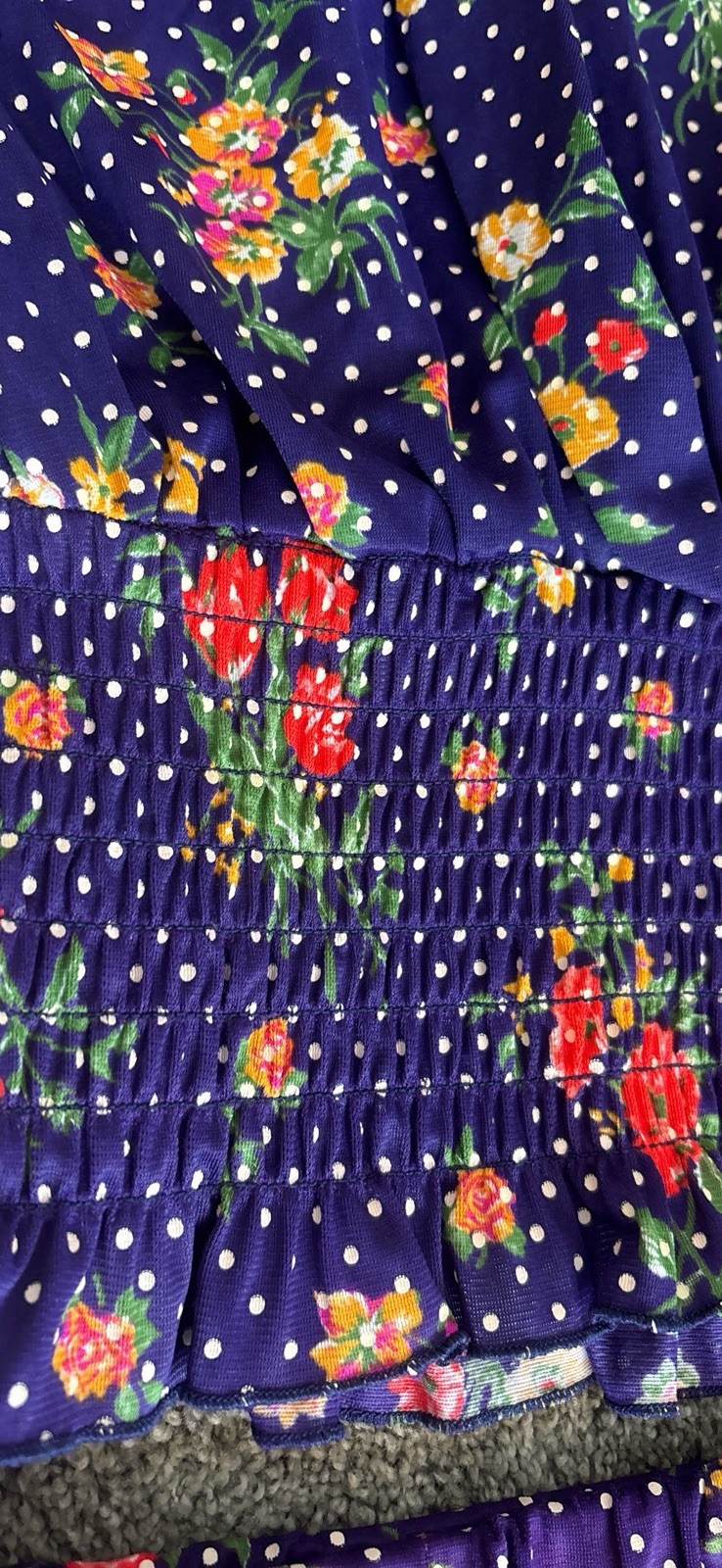 Vintage “Rag Dolls” Matching Set Skater Skirt And Crop Top Polka Dot Floral
