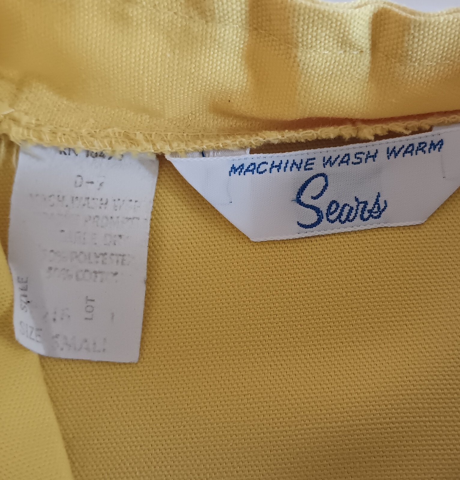 VINTAGE C. 1969 SEARS BRIGHT SUN YELLOW WOMENS SZ SML TUNIC SHIRT PULLOVER GOOD