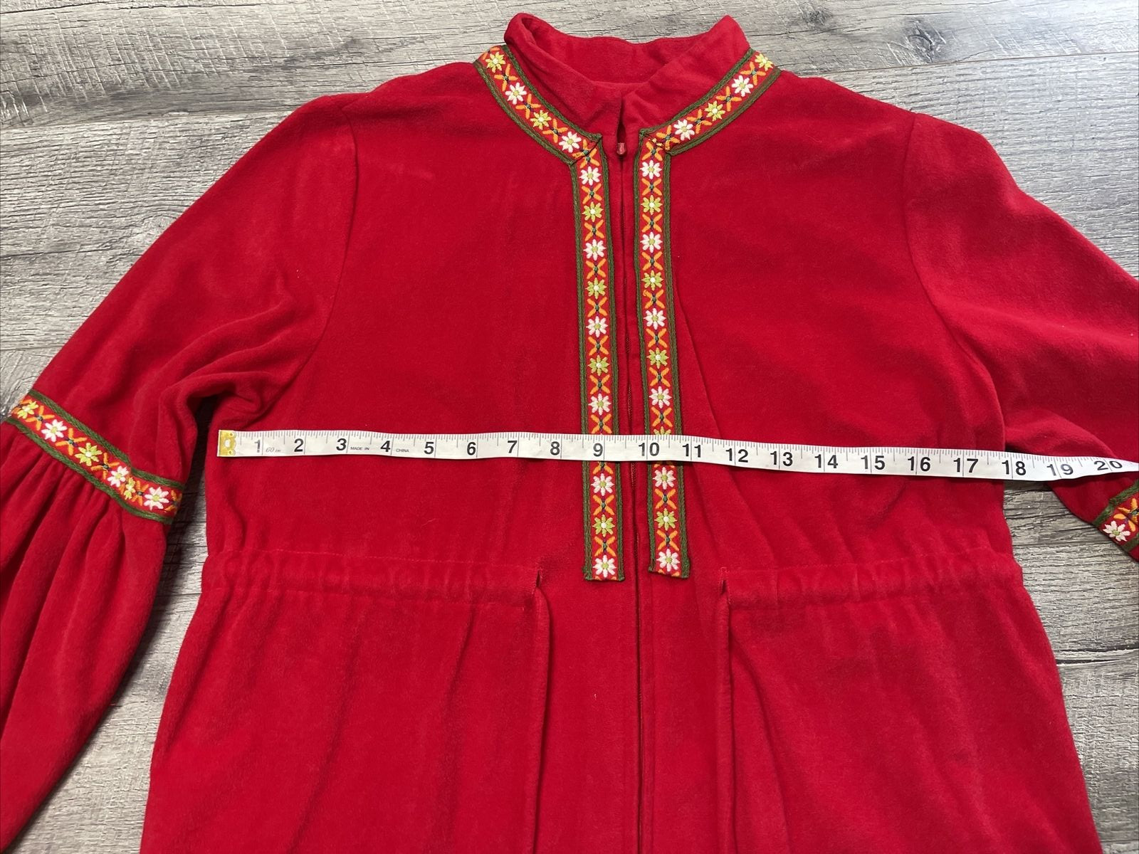 Vintage Lounge Craft Nightgown Housecoat Womens Medium Zip Pocket Long Robe USA