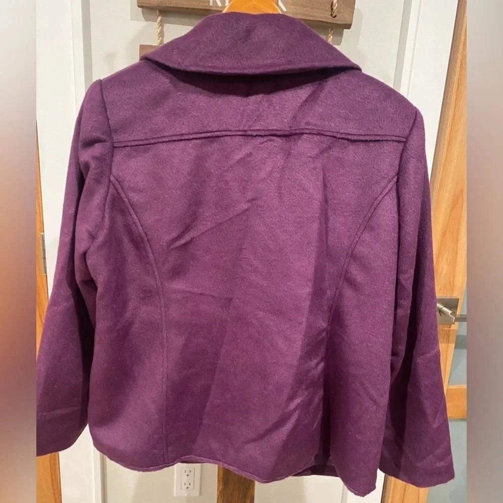 Vintage Grace Elements Purple Soft Warm Wool Blend Pea Coat WM’s Large (16w) EUC