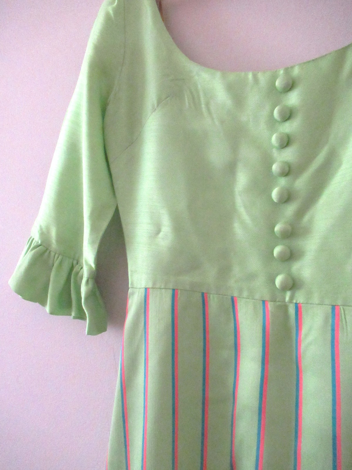 Vintage 70s Lime Green Prairie Bridgerton Empire Line Maxi Dress Small