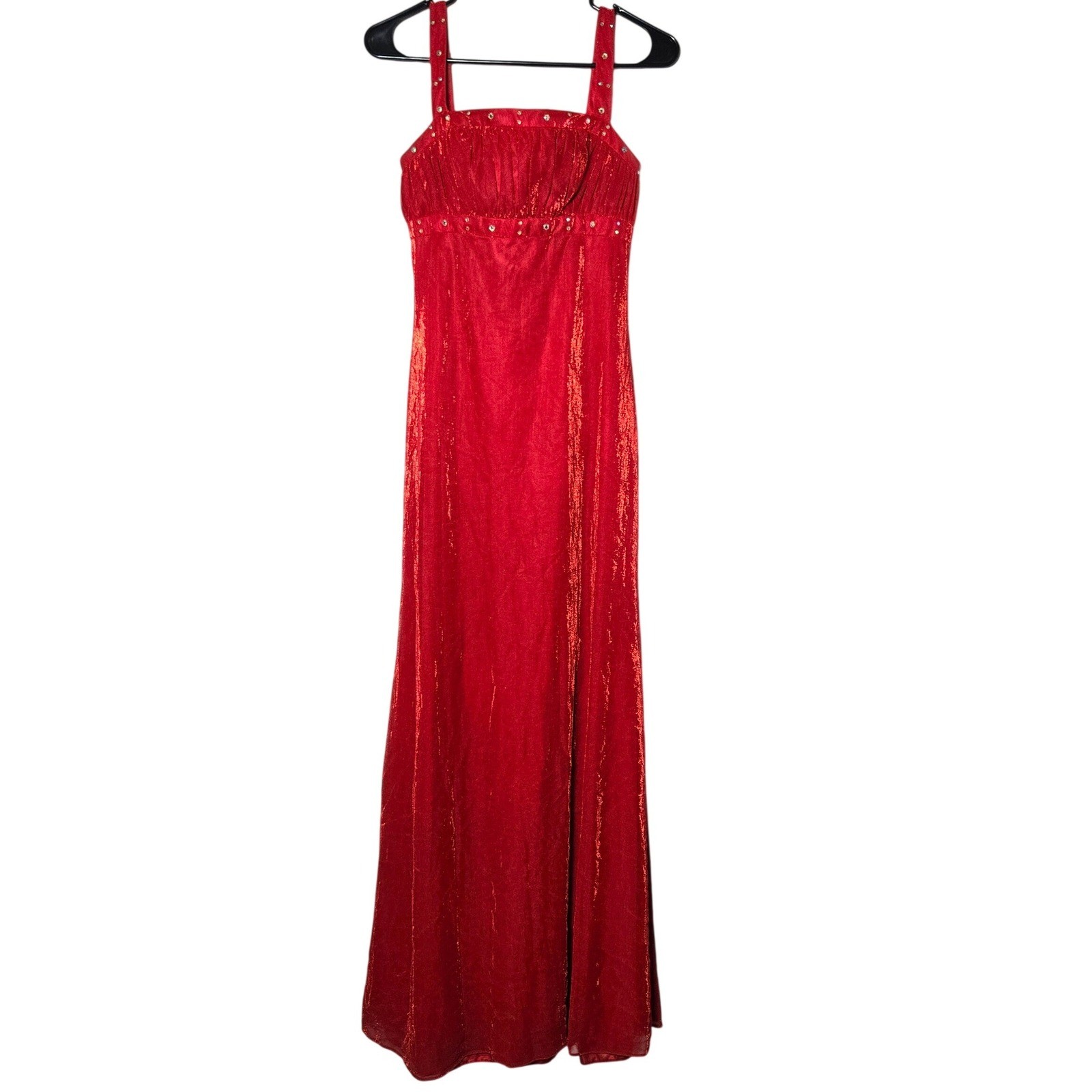 Vintage Mike Benet Rhinestone Metallic Maxi Gown Dress 8 Y2K McBling Whimsigoth
