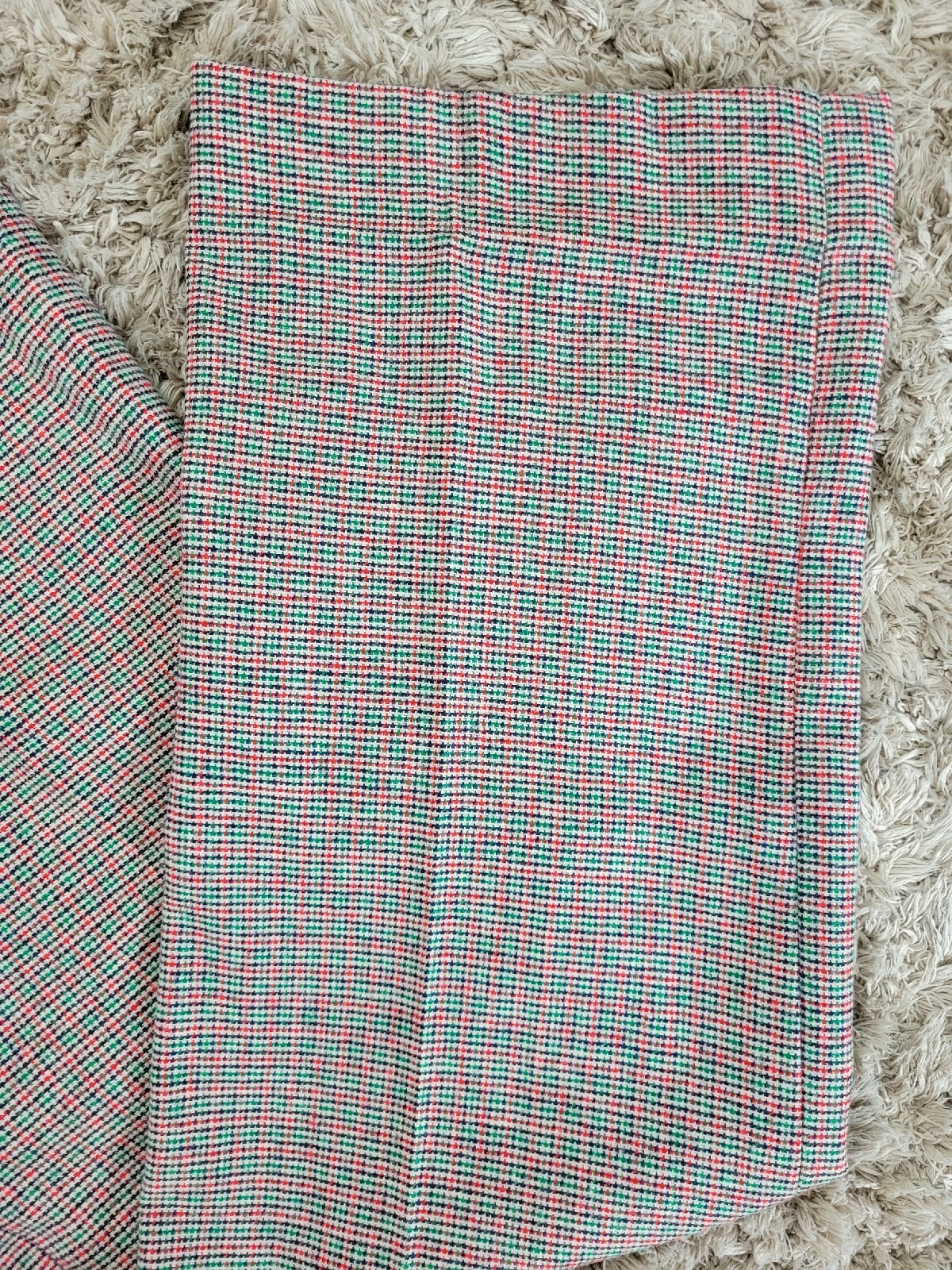 Vtg Saks Fifth Avenue Wool Trousers in Navy/Red/Green/Tan Houndstooth Size 11/12
