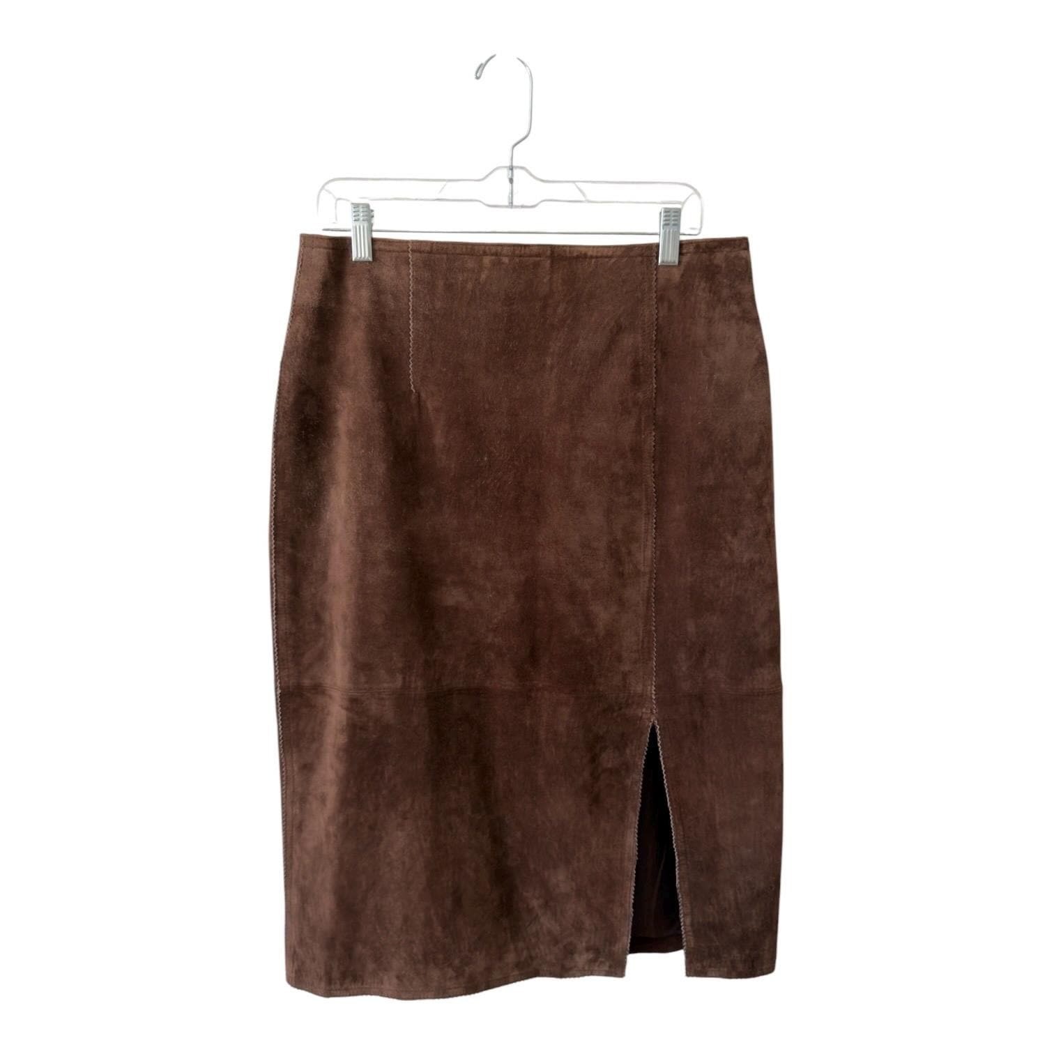 Margaret Godfrey Vintage Suede Leather Skirt Size 12-14