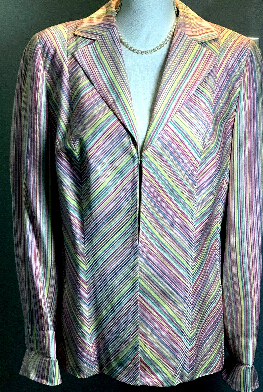Blazer Women Dana Buchman Striped Top Jacket Viscose Rayon Lined Sze Petite 2