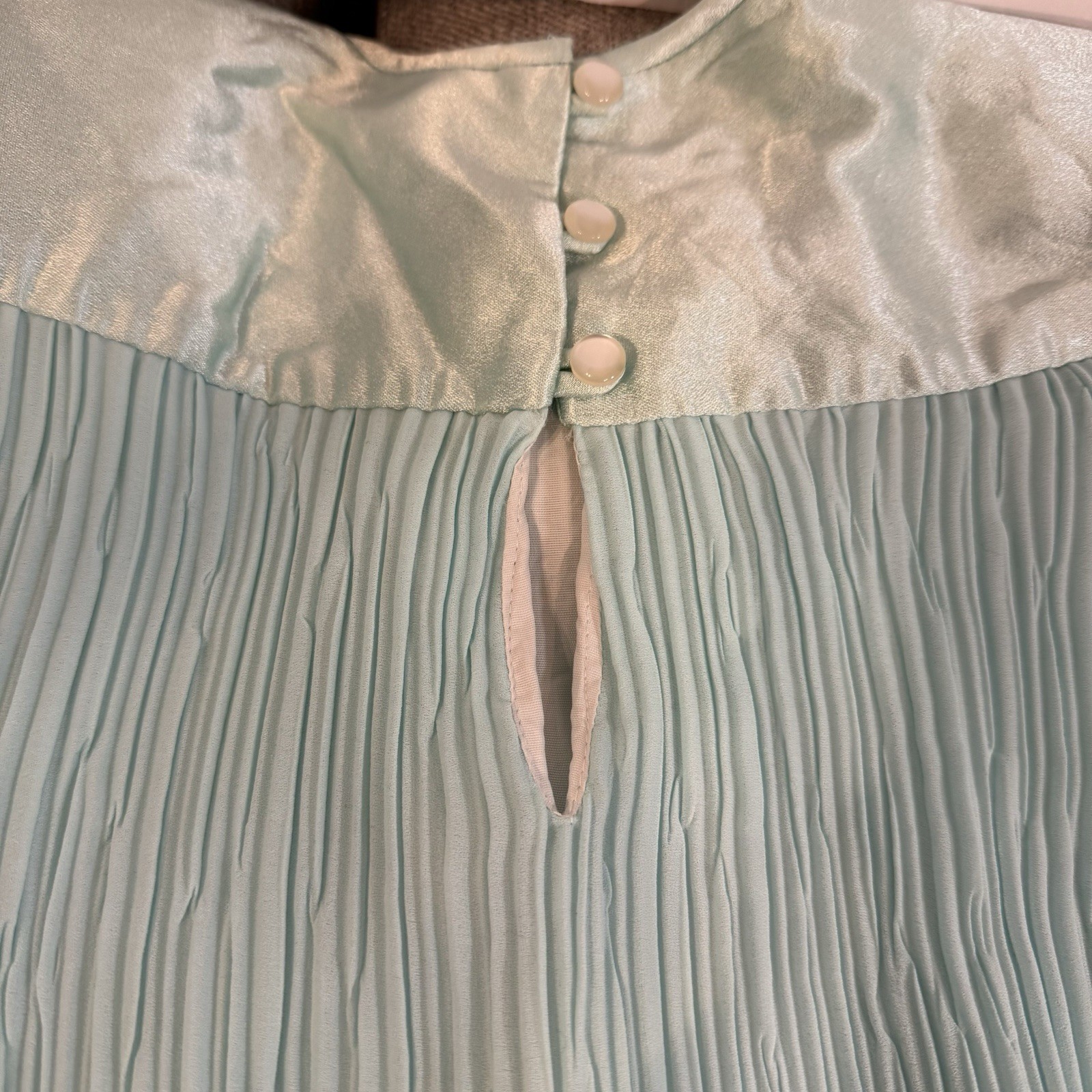 Vintage 70s Seafoam Green Sheer Tiered Prairie Boho Midi Dress Romantic Sz8