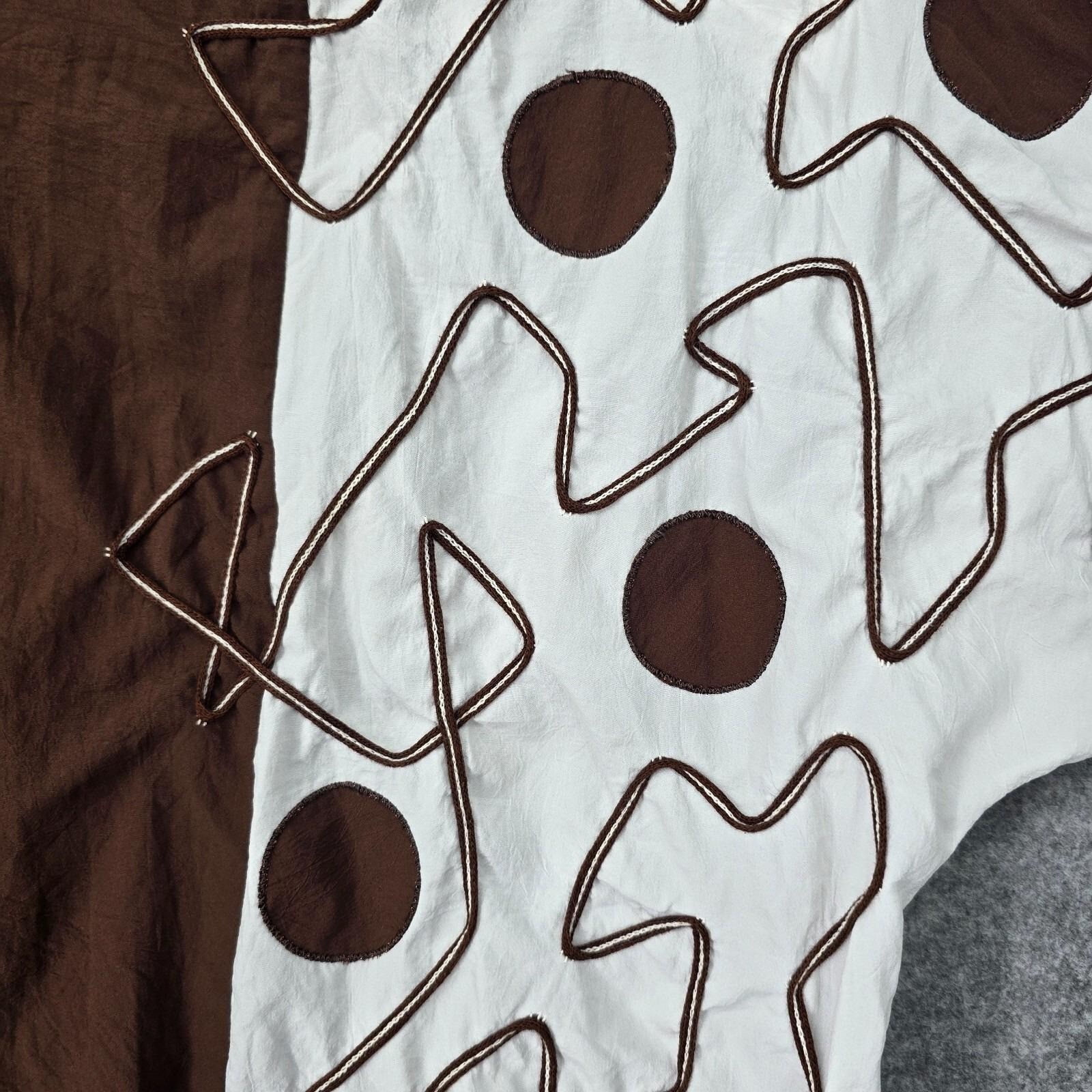 VTG Regal Women Brown White Abstract Geometric Smocked Blouse Small Made in USA