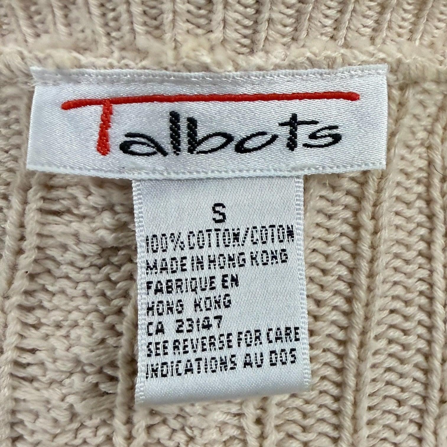 Vintage 90s Talbots Cotton Cable Knit Cardigan Size Small