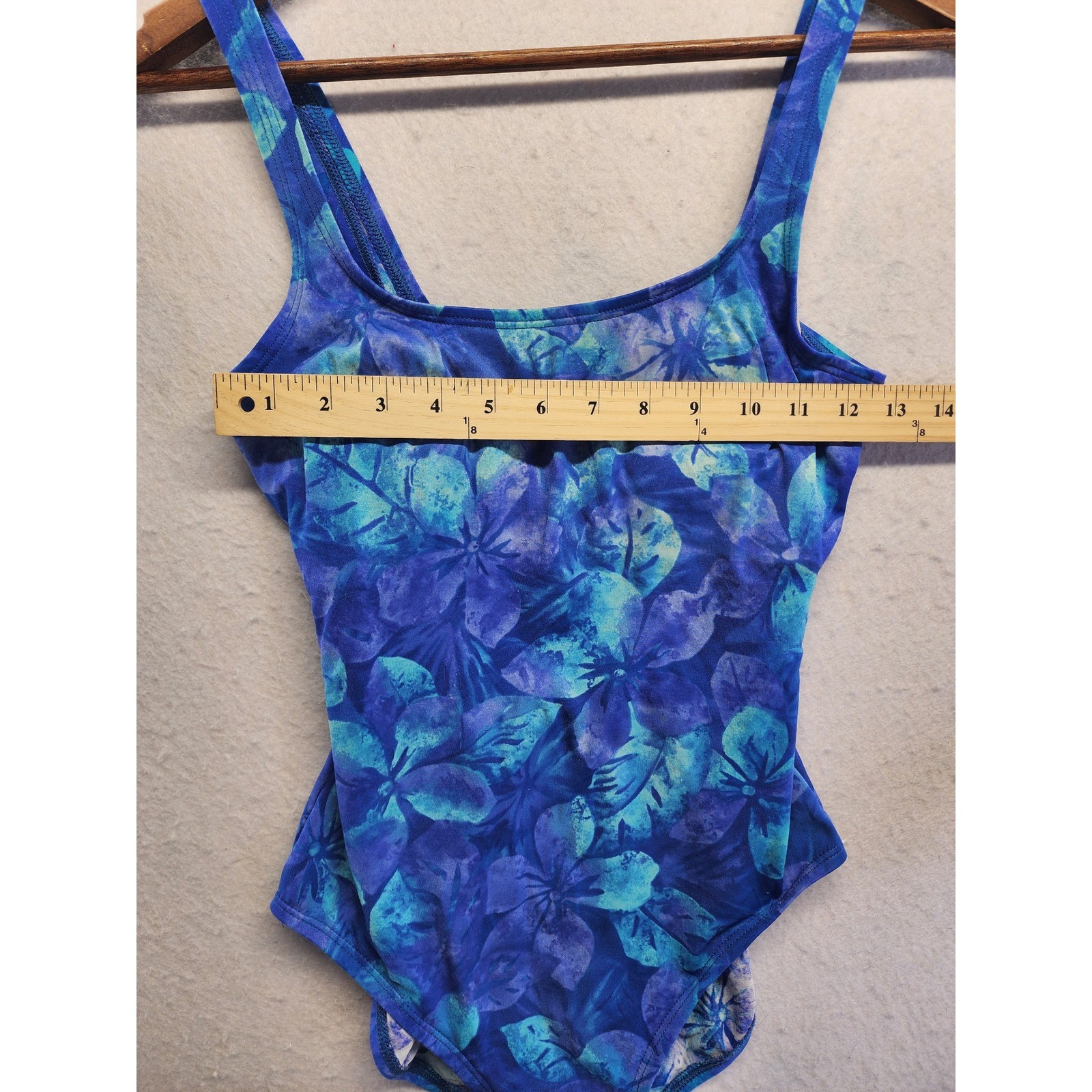 Cole of California Womens Vintage Floral One Piece Swimsuit Blue Purple Size 8