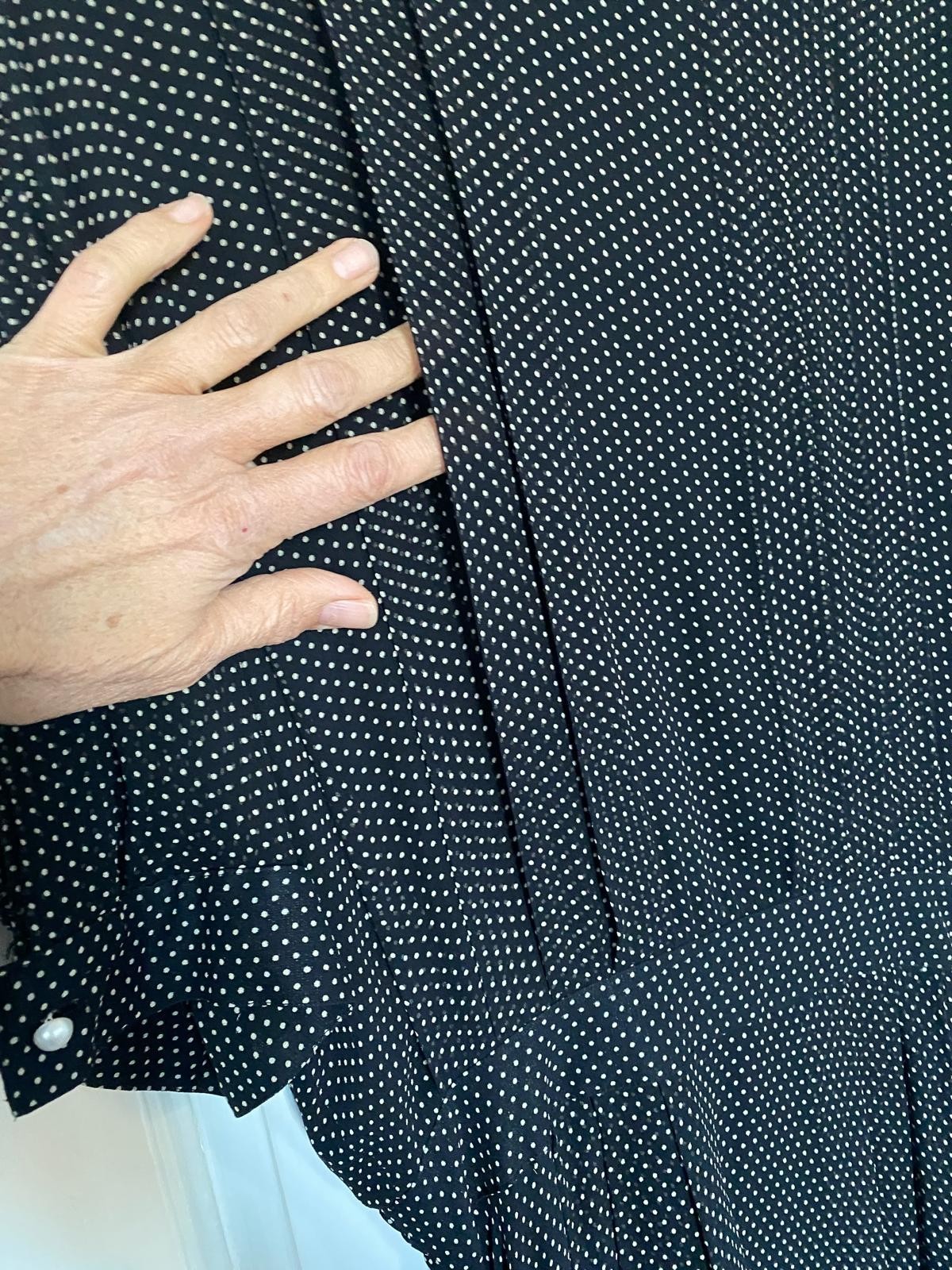 Nancy Johnson Vintage Silk Polka Dot Voile Long Dress Size 44