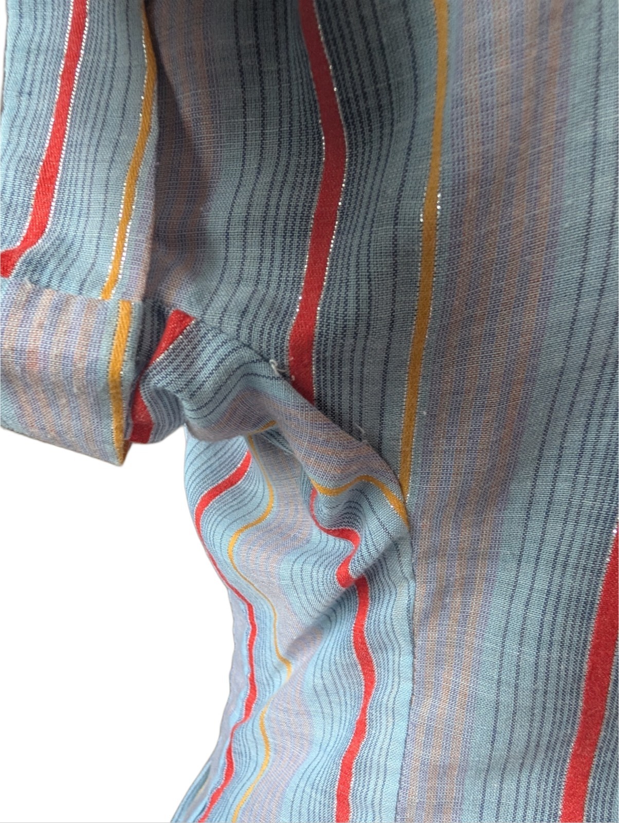 Vintage You Babes Striped Buttoned Blouse Short Sleeved Cuffed Size M