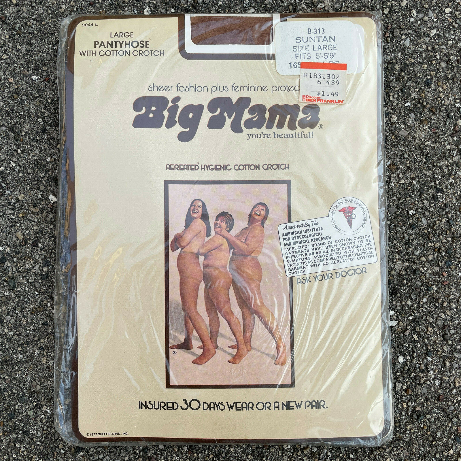 2 Pair New Old Stock Big Mama Large Aereated Hygienic Crotch PantyHose Suntan