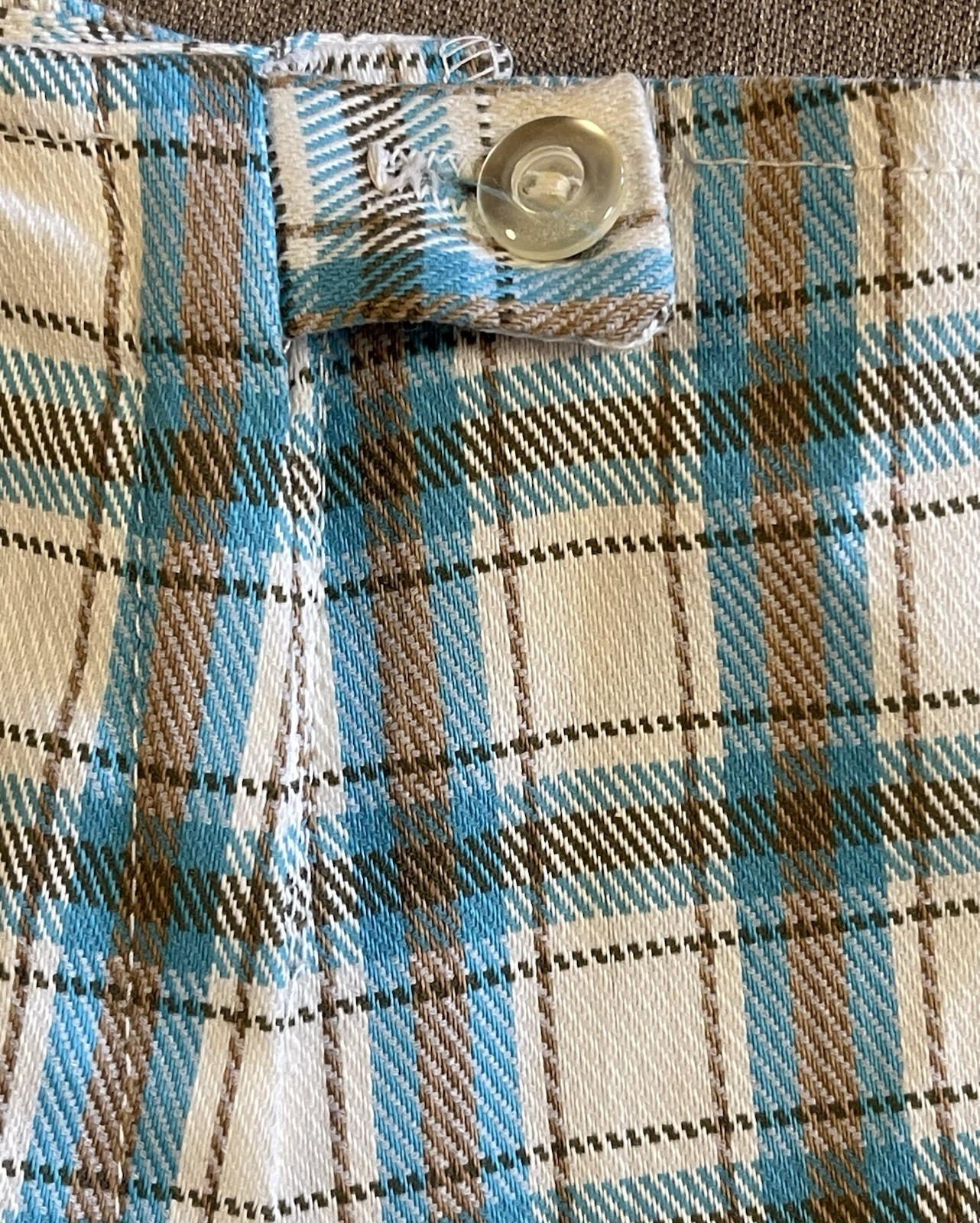 Vintage 70s PYKETTES Womens 30 x 27 White Blue Plaid Ankle Pants