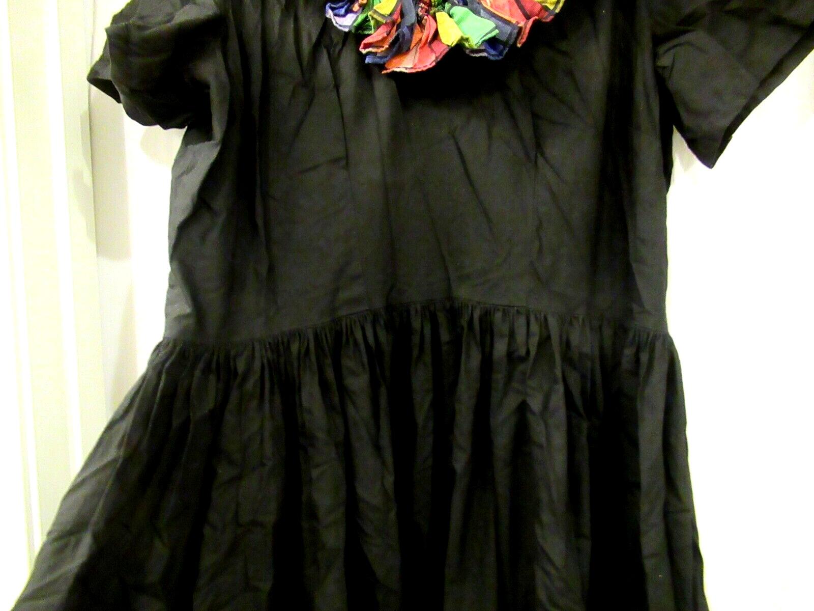 Black and plaid ruffled dance dress, flamenco, vintage, 42″ chest