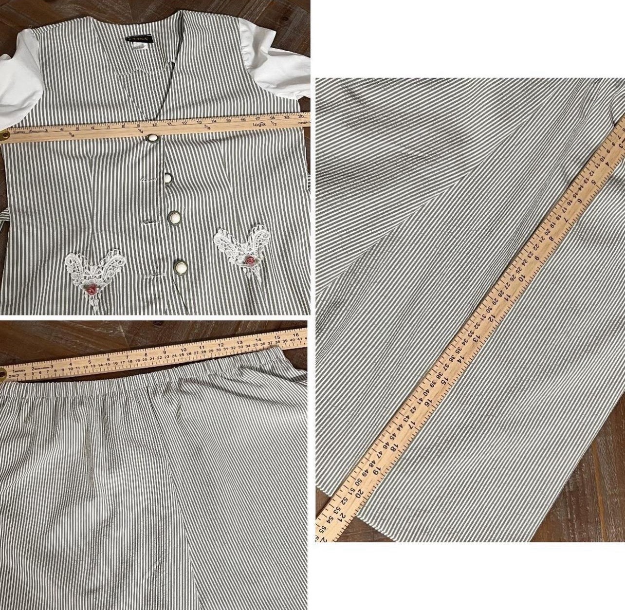 REINA Vintage 80’s culottes 2 piece stripped romper Sz 8P