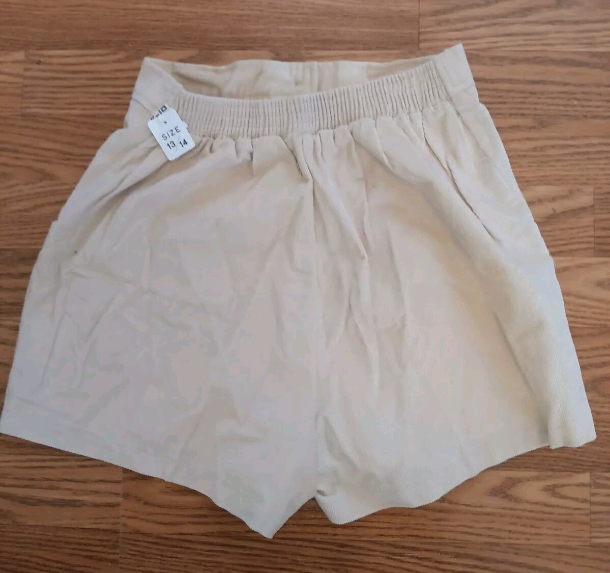 VTG 1970s Corduroy Shorts Box Car Skate Beach Beige 24″ Elastic Waist 13/14 NWT