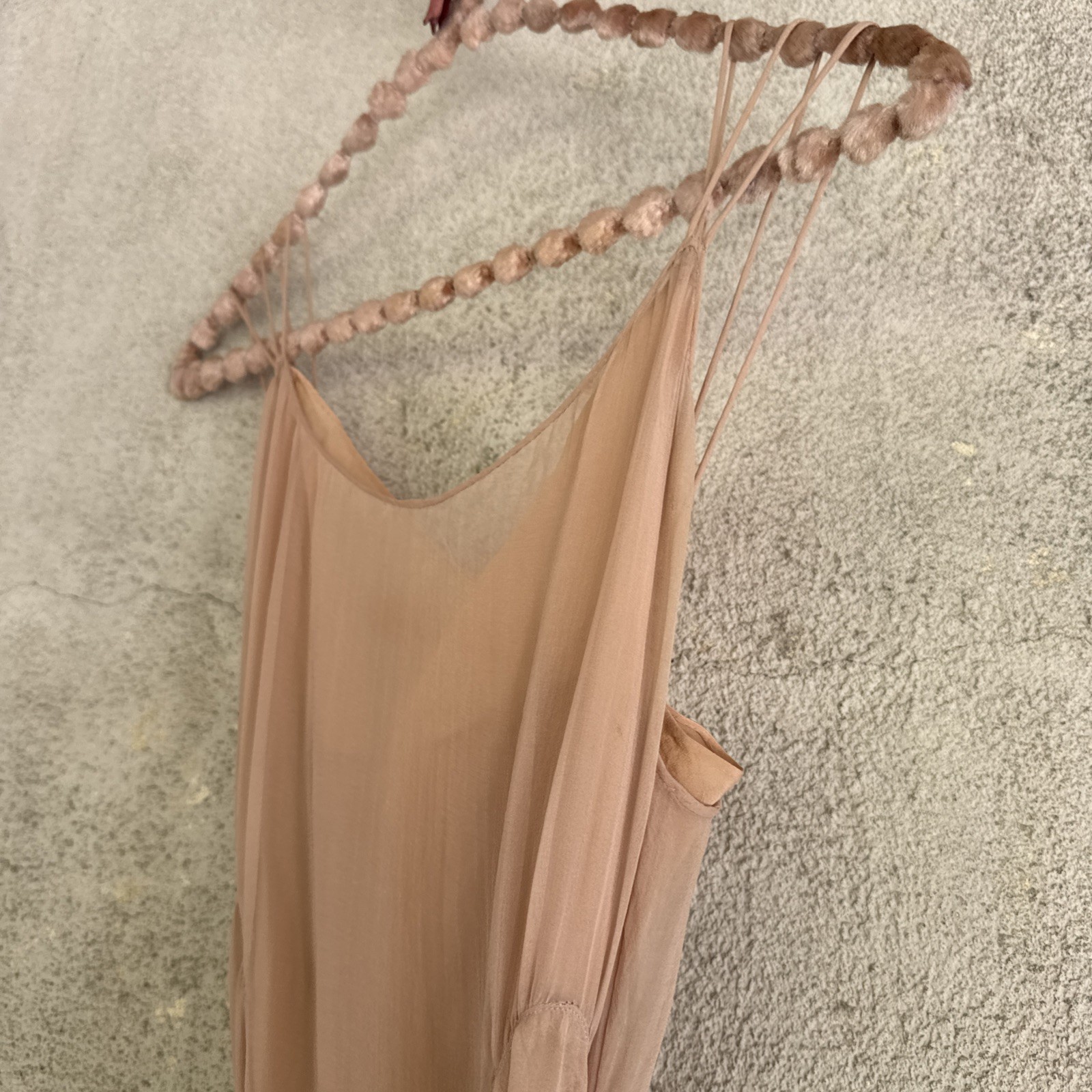 Vintage 1930s Lightest Pink Silk Chiffon Gown Triple Strap Maxi Fairy Dress