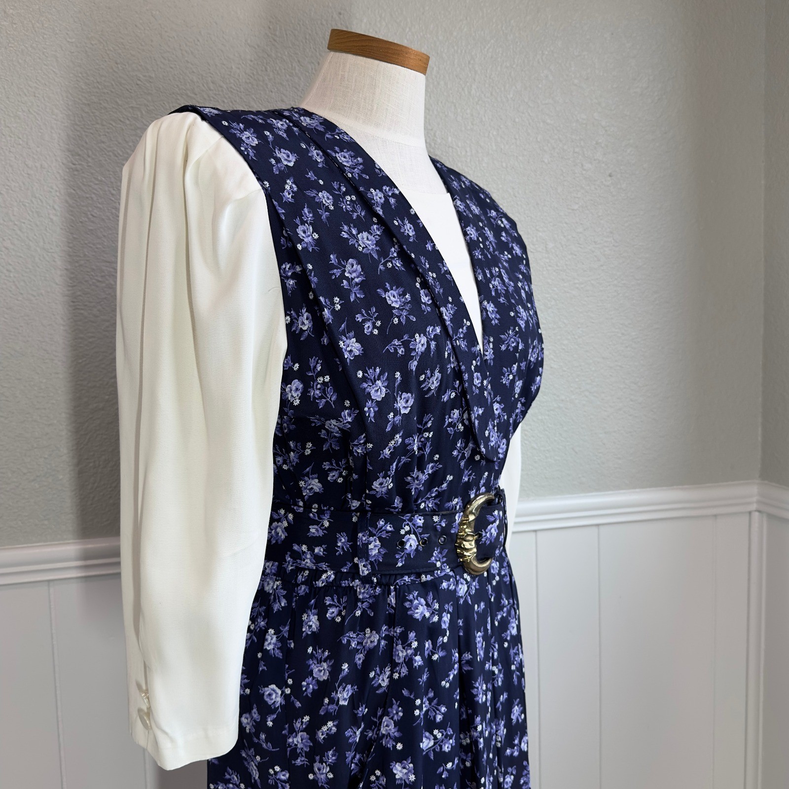 Vtg SL Fashions Womens 8 Feminine Dress Cottagecore Garden Academia Prairie 80s