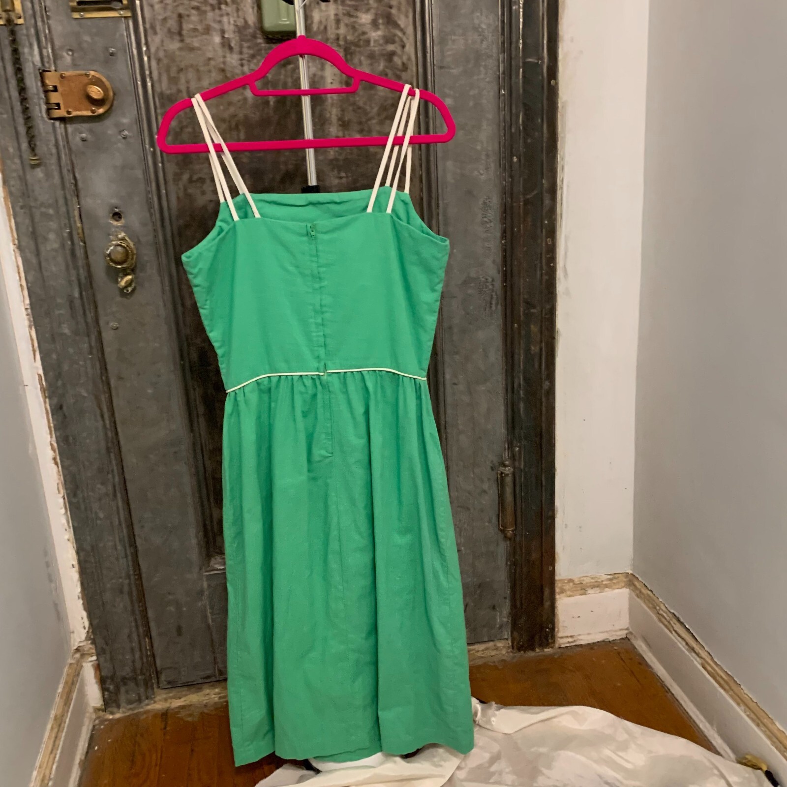 Small Medium Vintage 60s 70s sleeveless criss cross spaghetti strap fit and fla