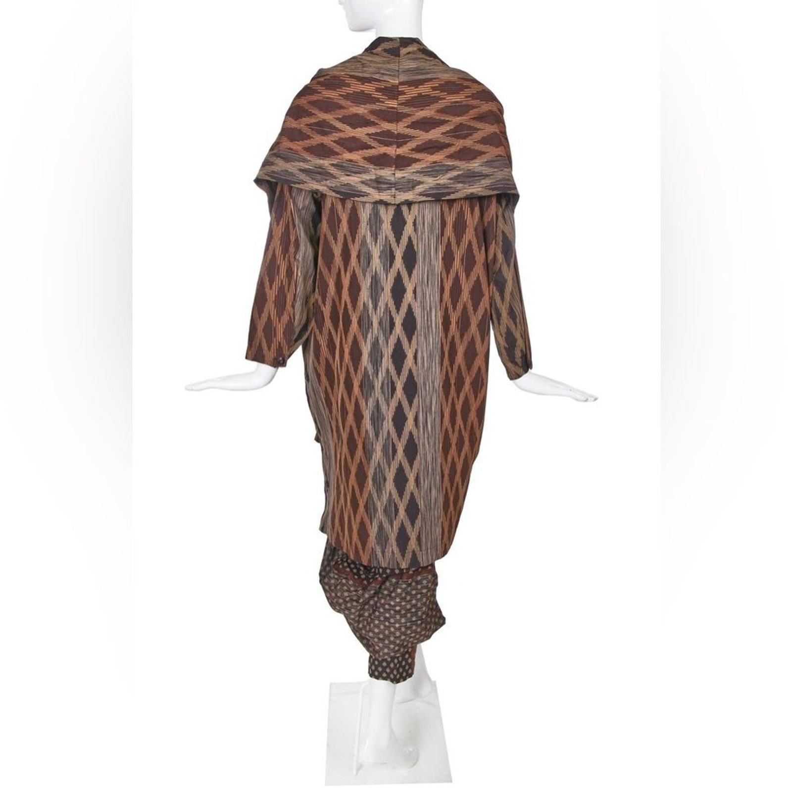 Issey Miyake Rare Runway Brown Black Asymmetric Skirt Silk Cotton Metallic