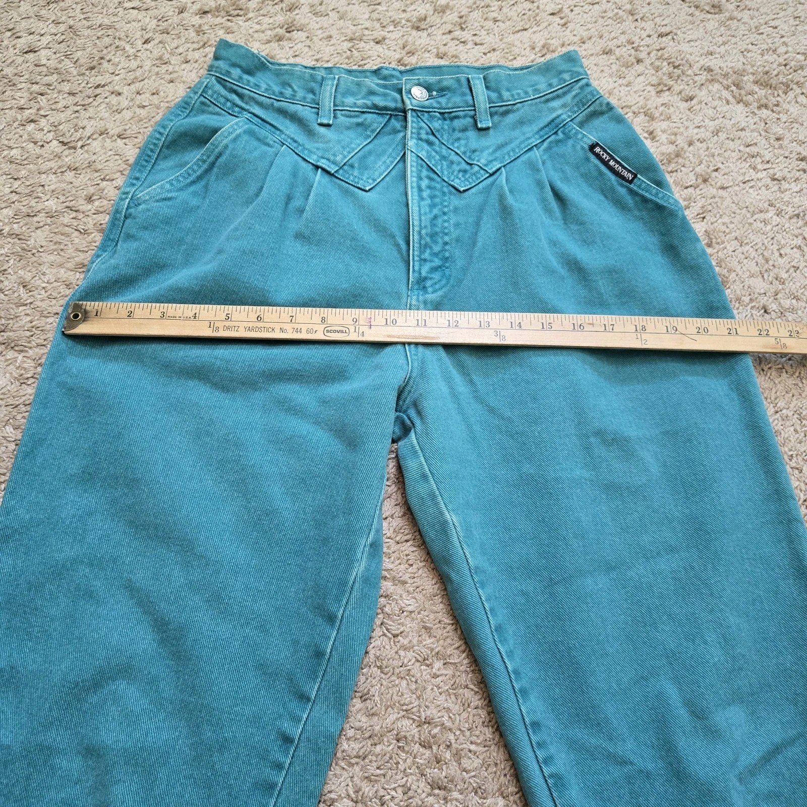 VTG Women’s Teal Denim Rocky Mountain Jeans Sz 11/12 1990s Rockies Bareback