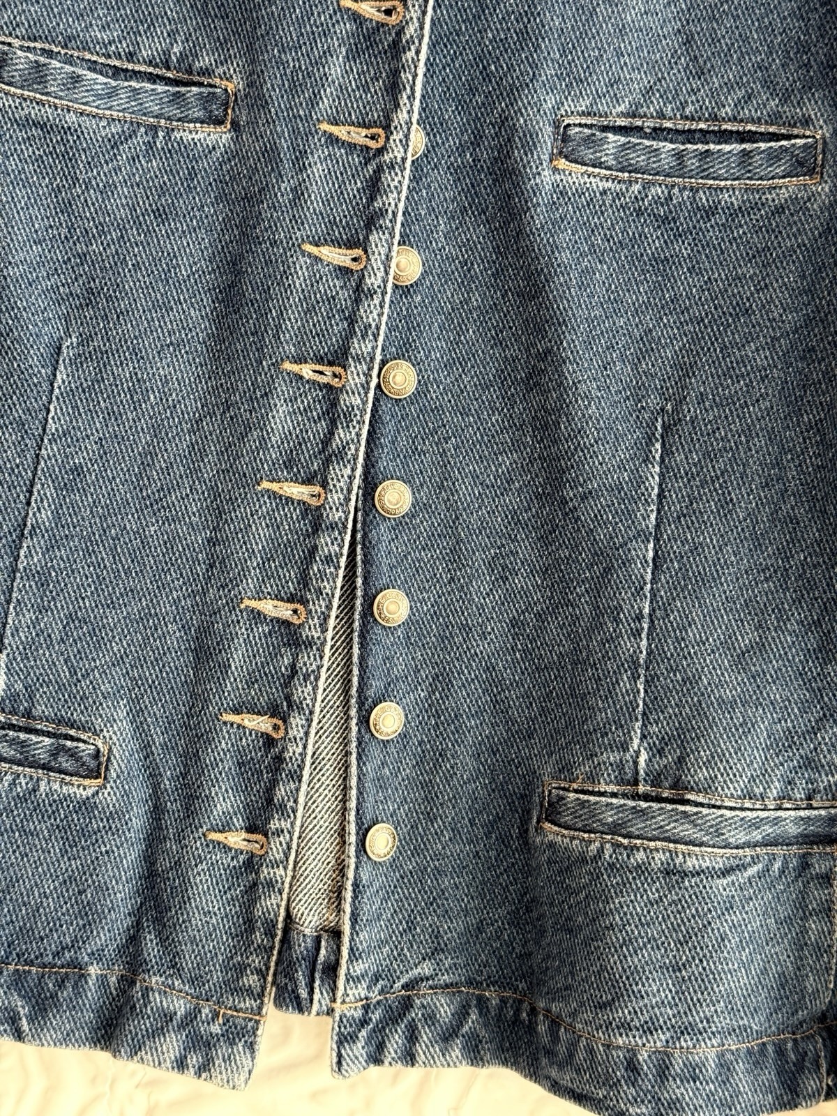 NWT Vintage 1980s/1990s Gap denim military Inspired Jacket-Band Collar-Blue Jean