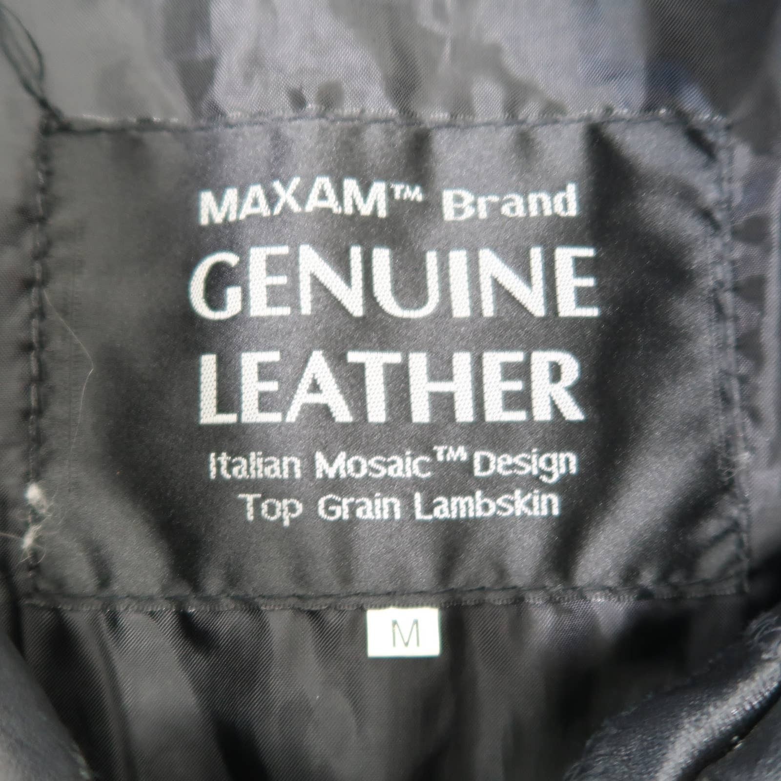 Vintage 90s Maxam Black Patchwork Lambskin Leather Coat Jacket M