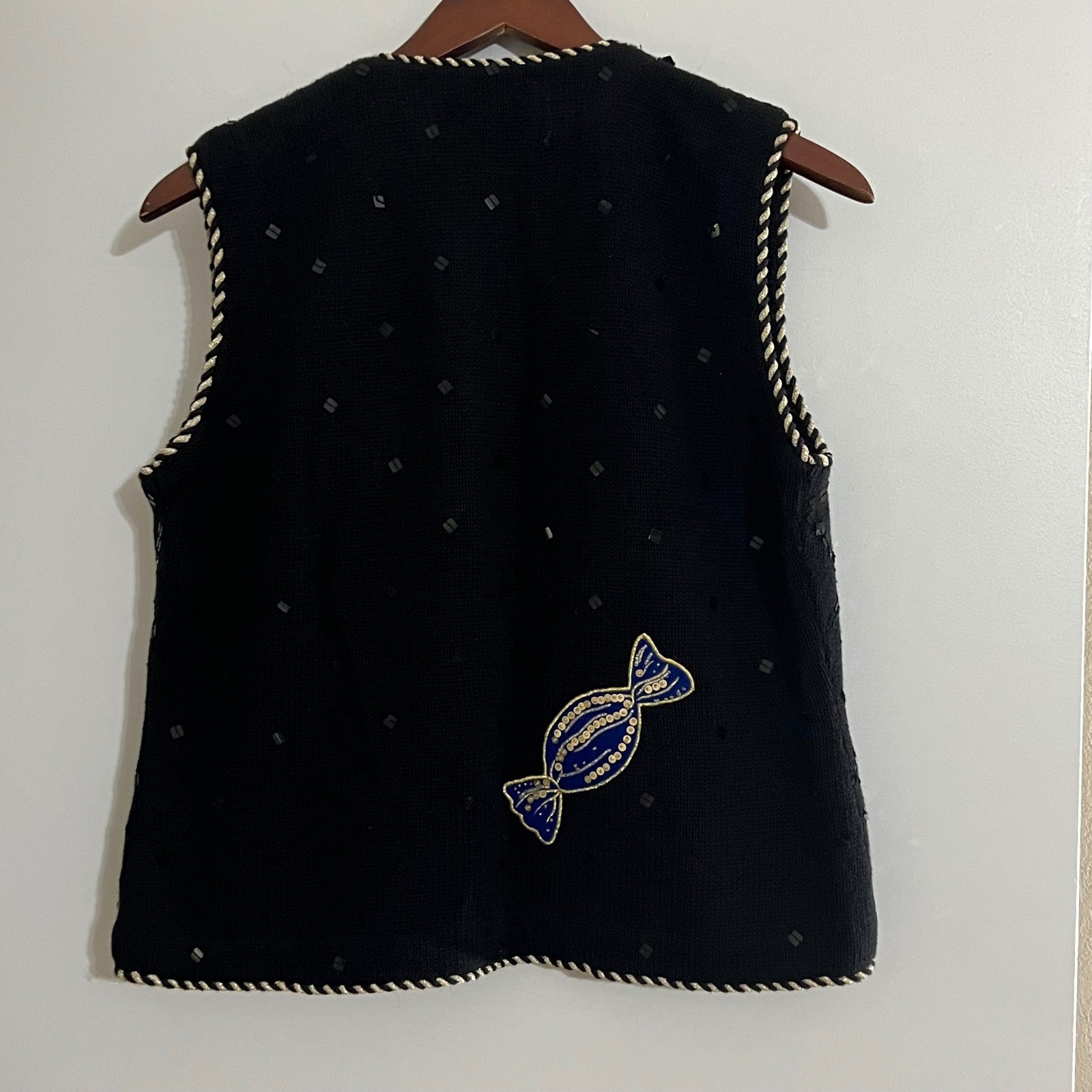 Vtg BellePointe Christmas Sweater Vest Candy Beaded Novelty 90s Women’s Small