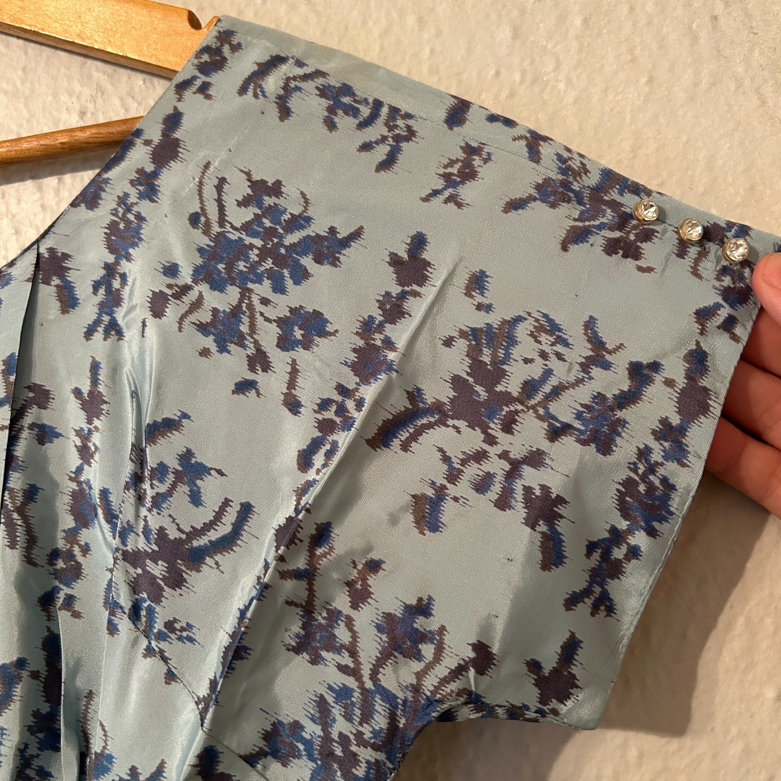 Vtg 1950s Bobbie Brooks Womens Sz S Blue Rayon A-line Midi Dress VLV Rockabilly