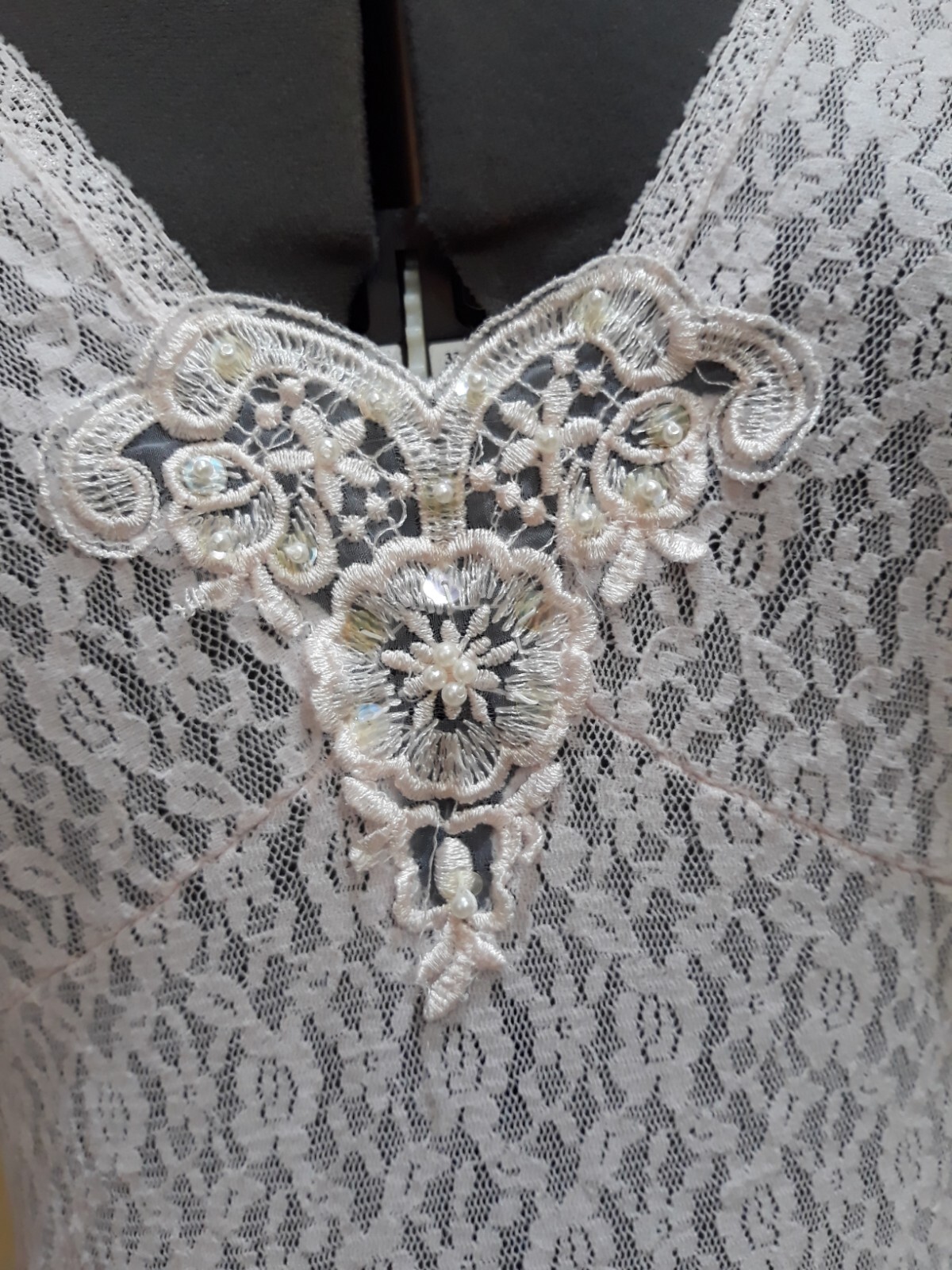 Vtg 80s Cinema Etoile Pink Maxi Nightgown Sexy Lace & Satin L Hollywood Glamour