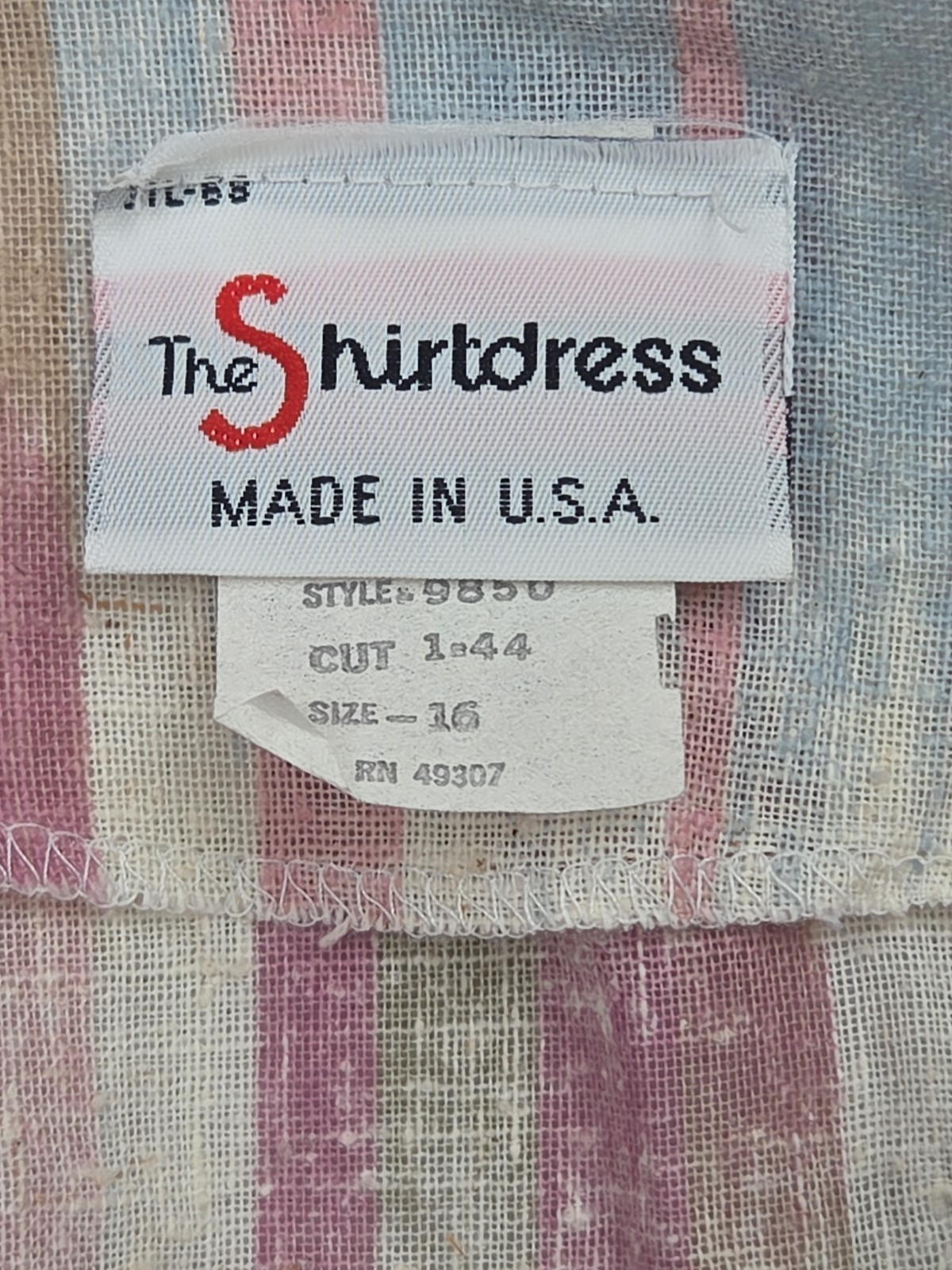Vintage 1980s The Shirtdress Sears Dress Dolman Sleeve Pockets Pastel Stripe 16