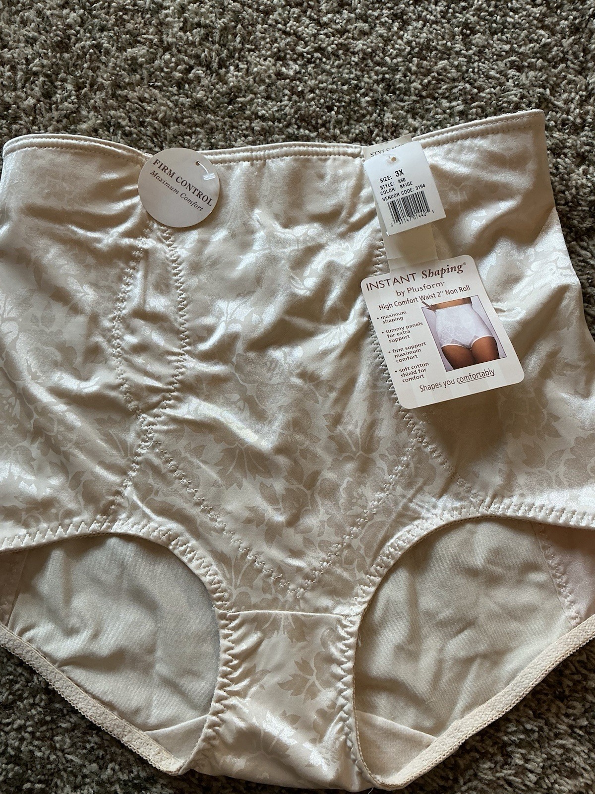 NEW INSTANT SHAPING BY PLUSFORM SHAPER BRIEF PANTIE PANTY BEIGE PLUS SIZE 3X