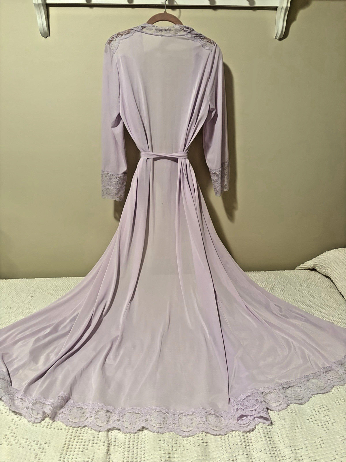 VTG Olga Bodysilk LOT Sz S Negligee & 1 Robe Set Aqua Pale Yellow Lavender -Read