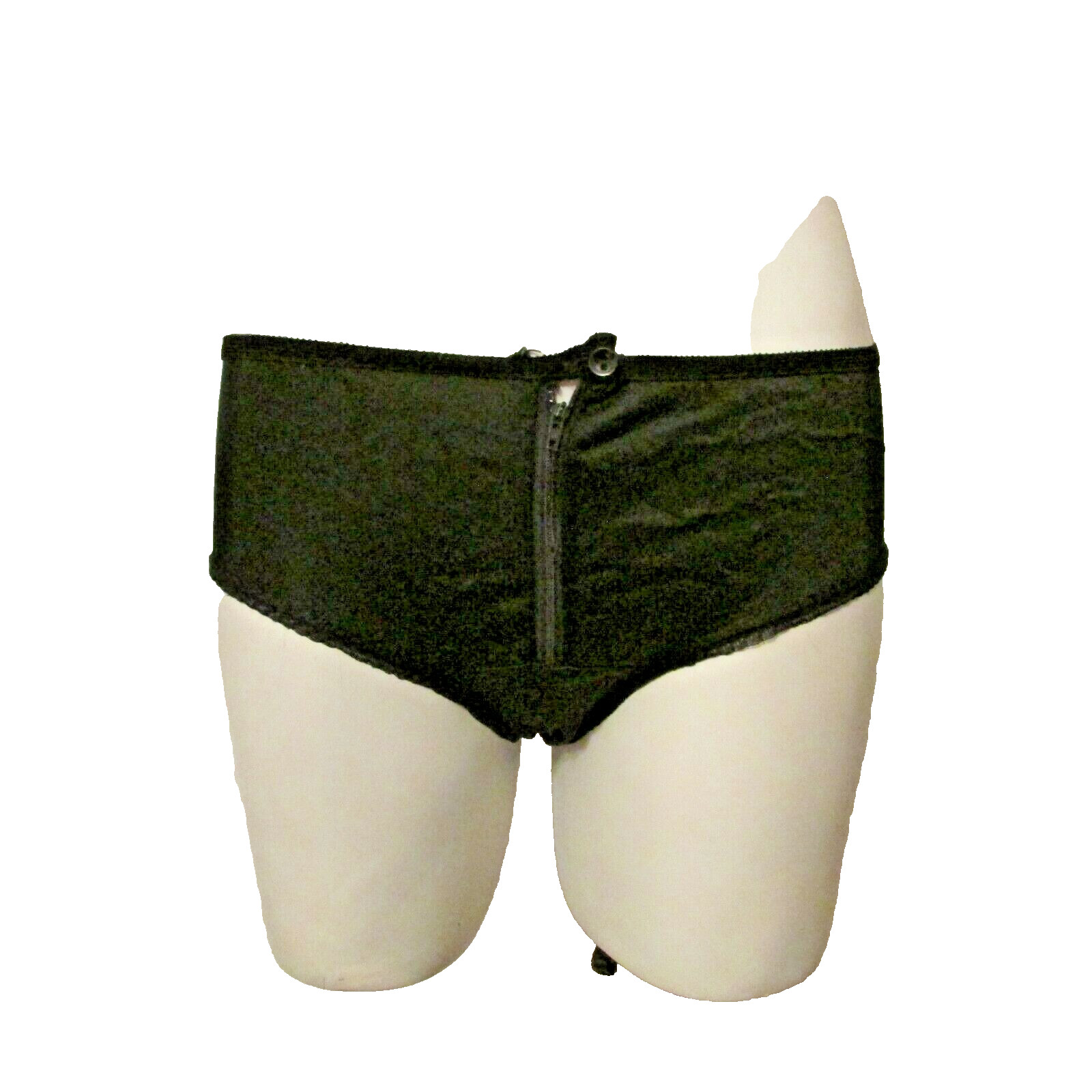 50’s Black Semi Sheer Silky Nylon Zipper Button Closure Bikini Panty S USA made