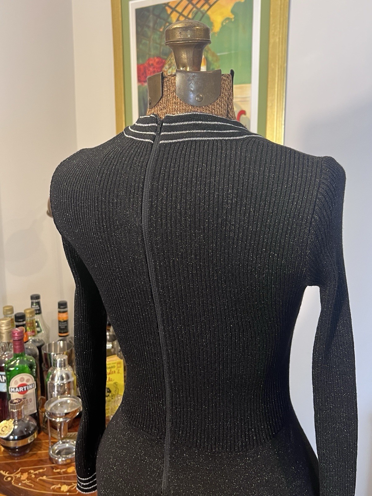 Vintage Cyn Les Black Long Sleeve Knit Dress