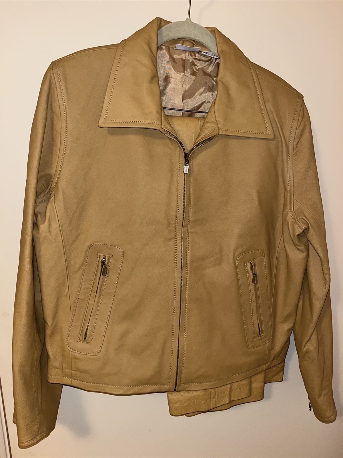 Styleworks Leather Pant/Jacket Suit Women’s Size 8 Tan Brown 80s/90s