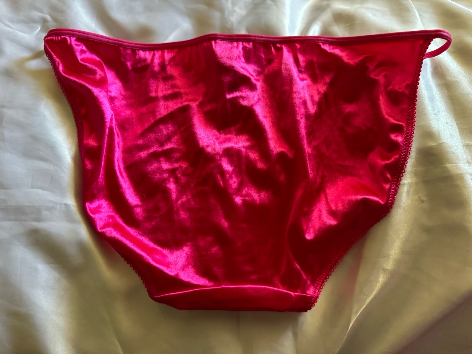 VTG Smart & Sexy SECOND SKIN SATIN STRING BIKINI PANTY Sz 8 XL Hot Pink