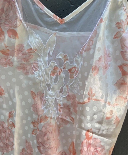 Y2k White and pink floral poka dot slip dress