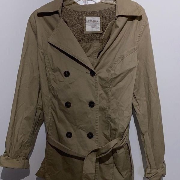 Sonoma Life+Style Women’s Khaki Cotton Light Weight Trench Coat Large NWT