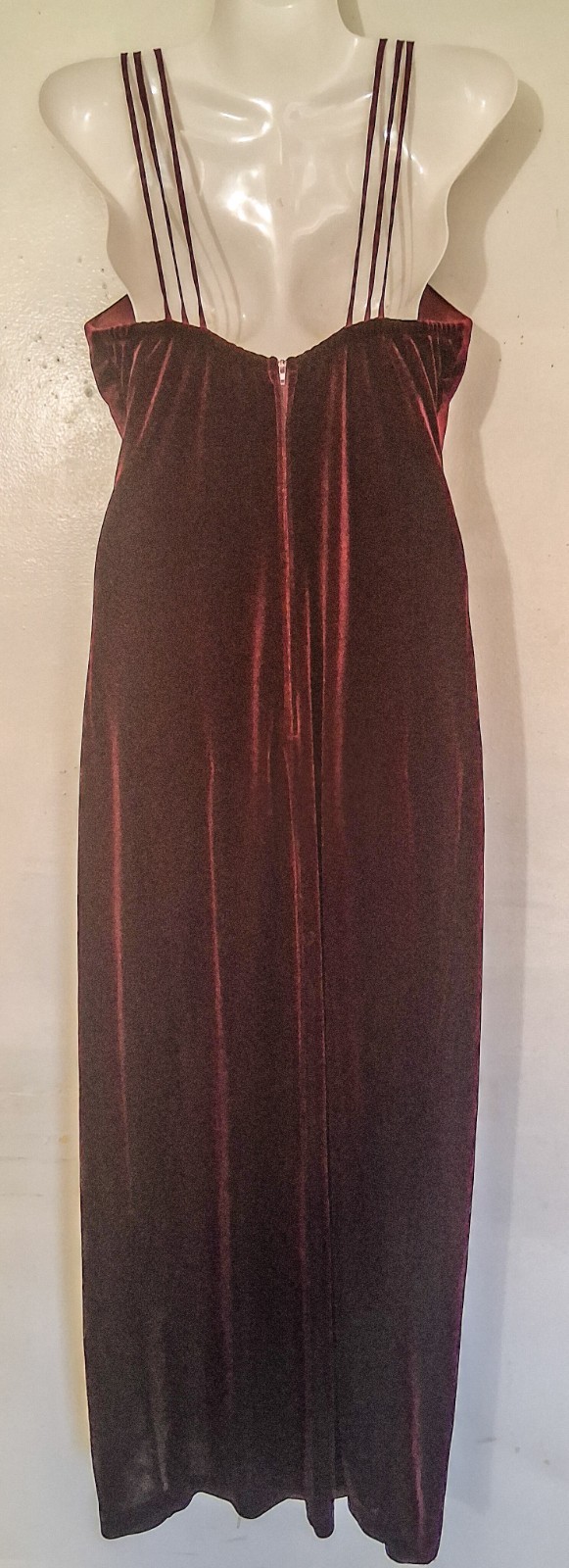 Vintage Sally Velvet Burgundy Wine Evening Slip Dress – Made in USA – Size M