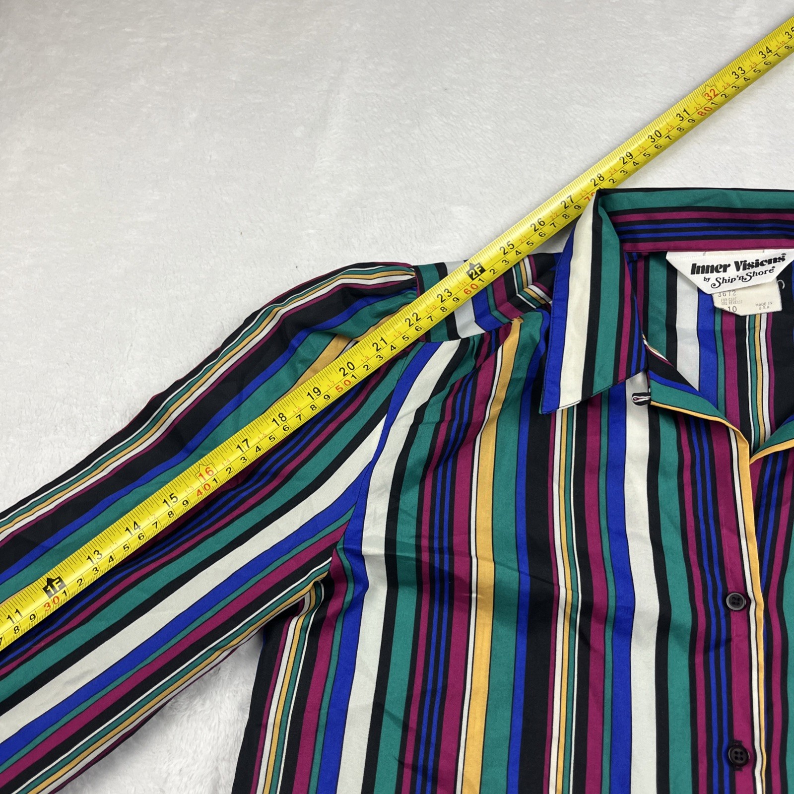 Vintage 70s Ship n Shore Striped Secretary Womens Size 10 Long Sleeve