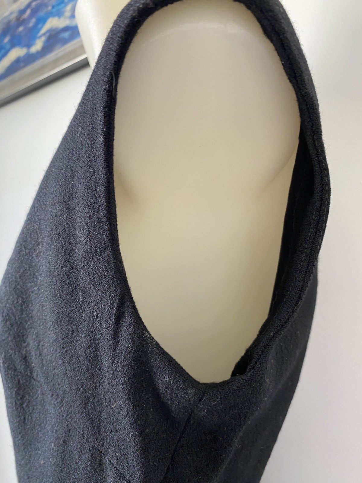 50,s Classic Fine Wool Crepe Sheath With Braided Neckline. Classic Elegance.38”b
